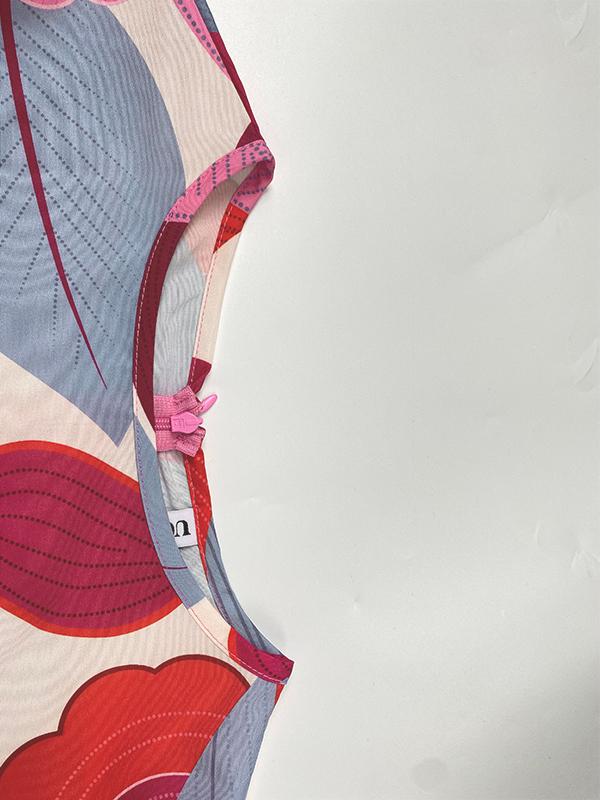 Batwing Sleeves Loose Flower Print Pleated Split-Joint Round-Neck Maxi Dresses Product Image