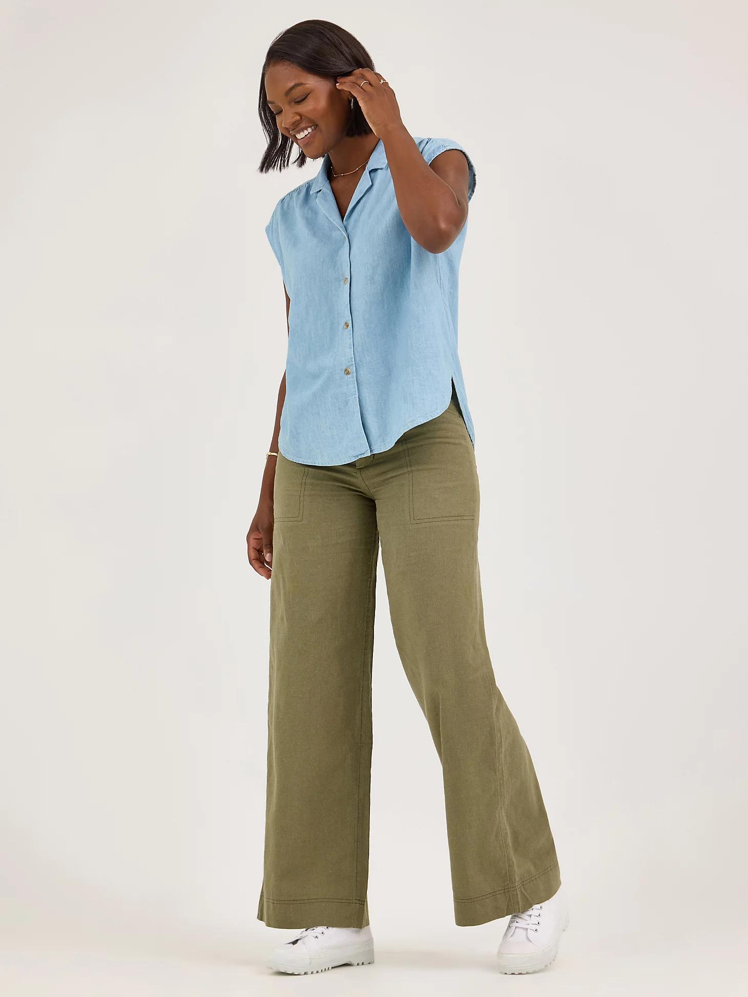 Women's Legendary Cap Sleeve Button Down Shirt | Women's Tops & Tees | Lee® Product Image