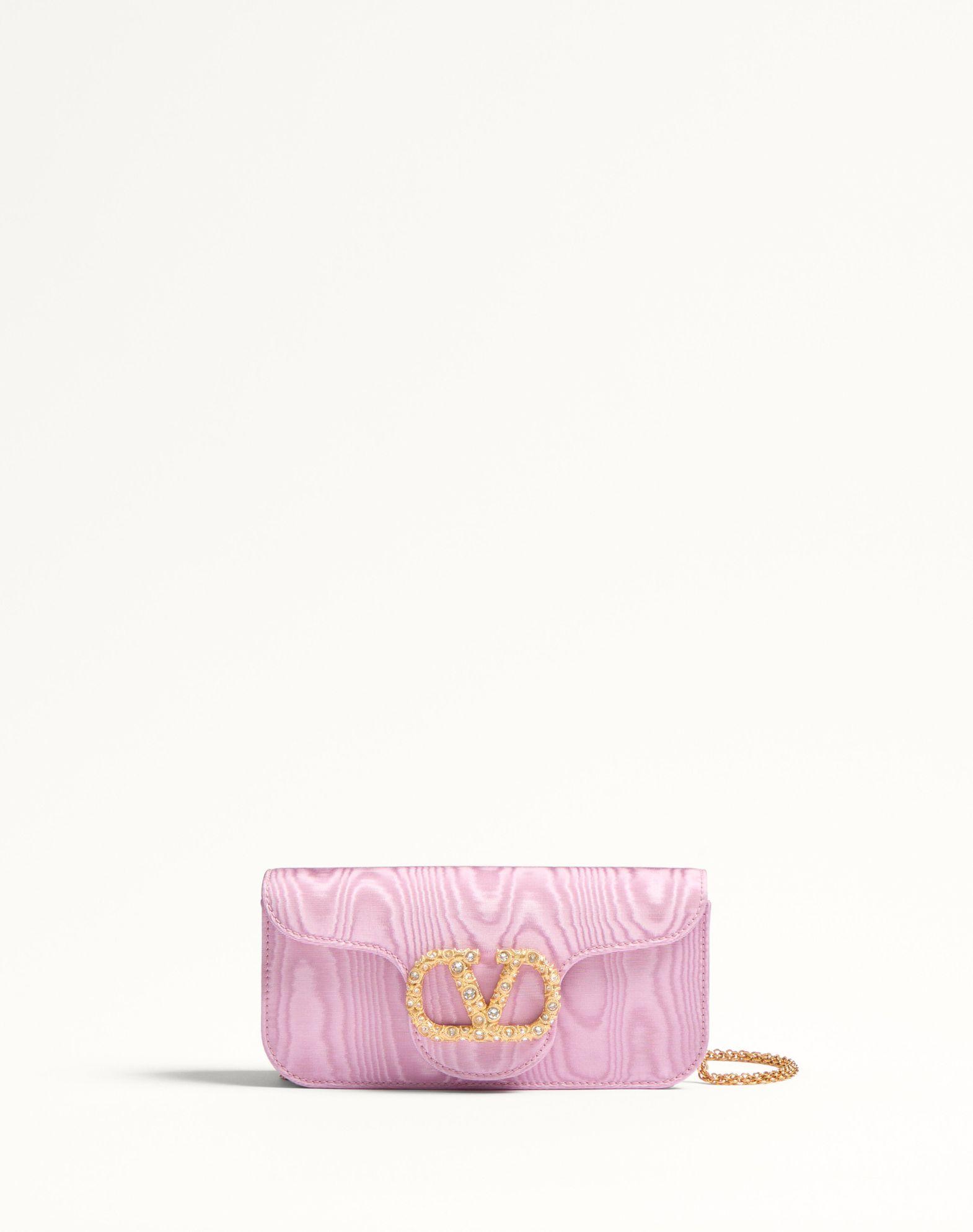 Valentino Garavani Locò Moiré Fabric Clutch With Jewel Logo Product Image