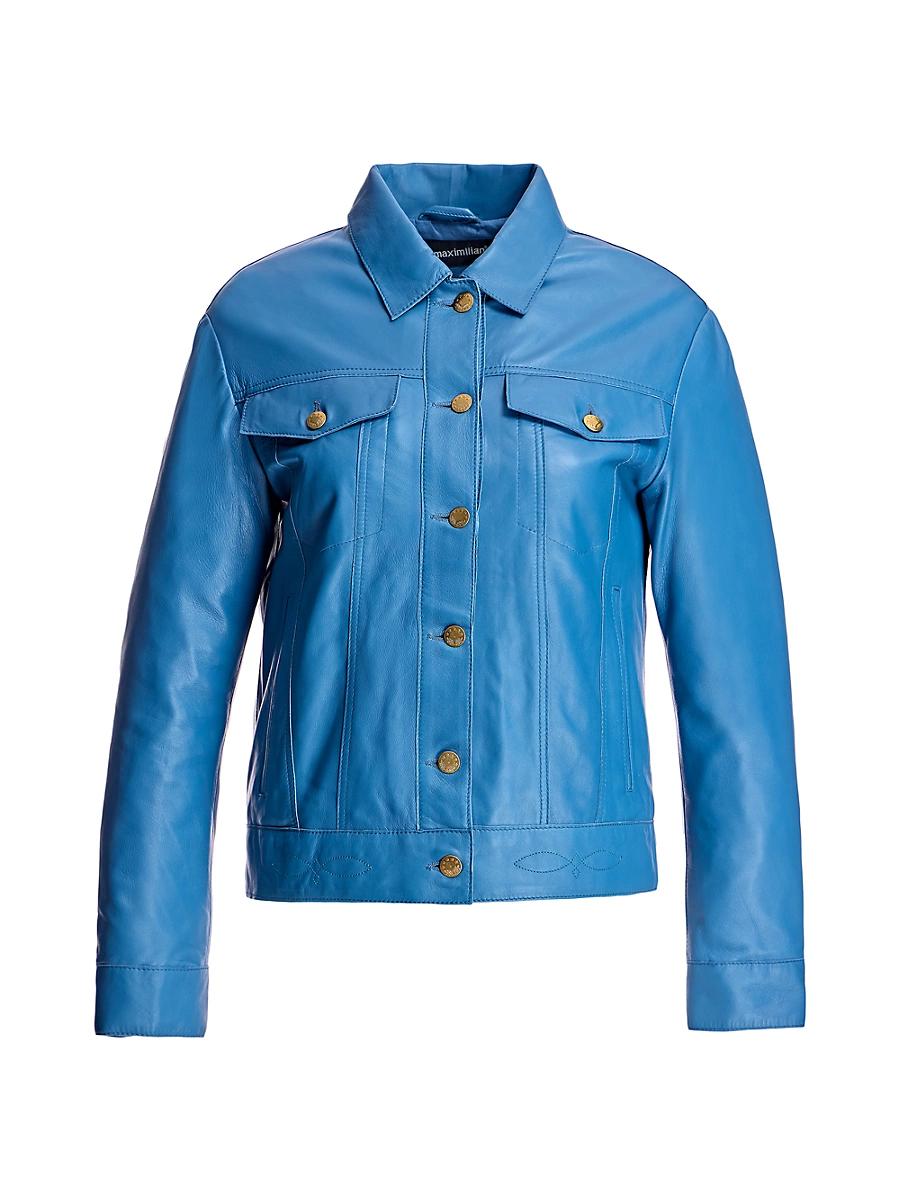 Womens Leather Buttondown Shirt Jacket Product Image