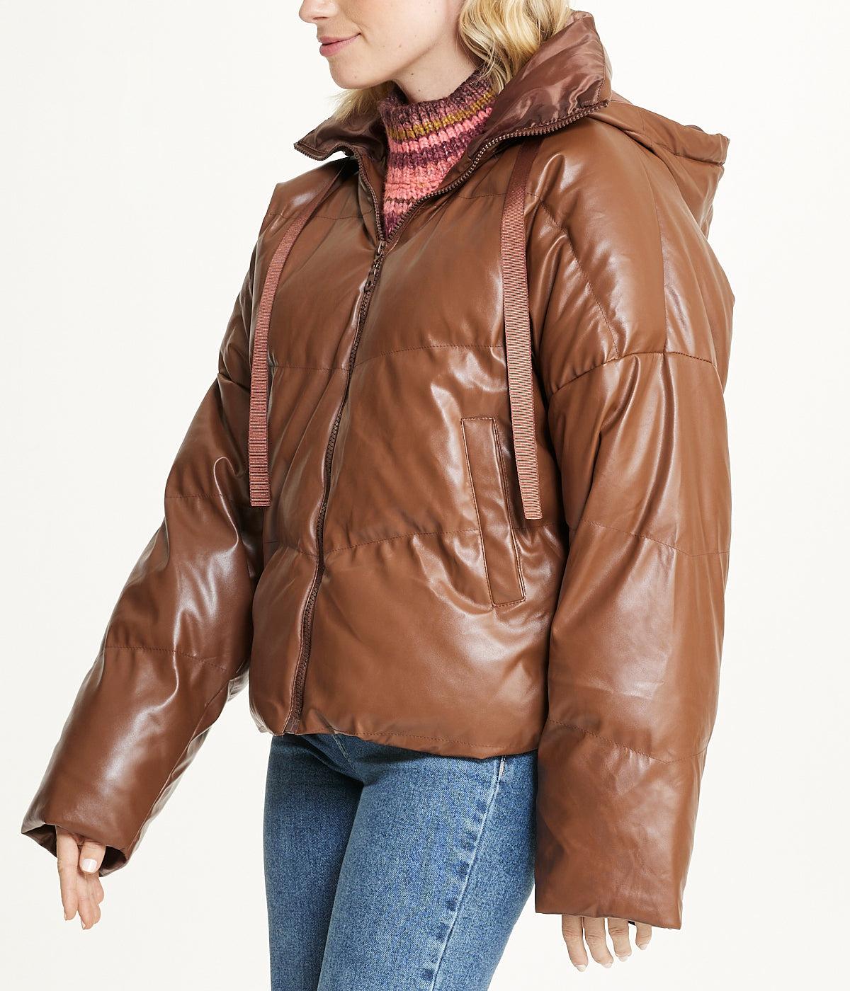 Vegan Leather Puffer Coat Product Image