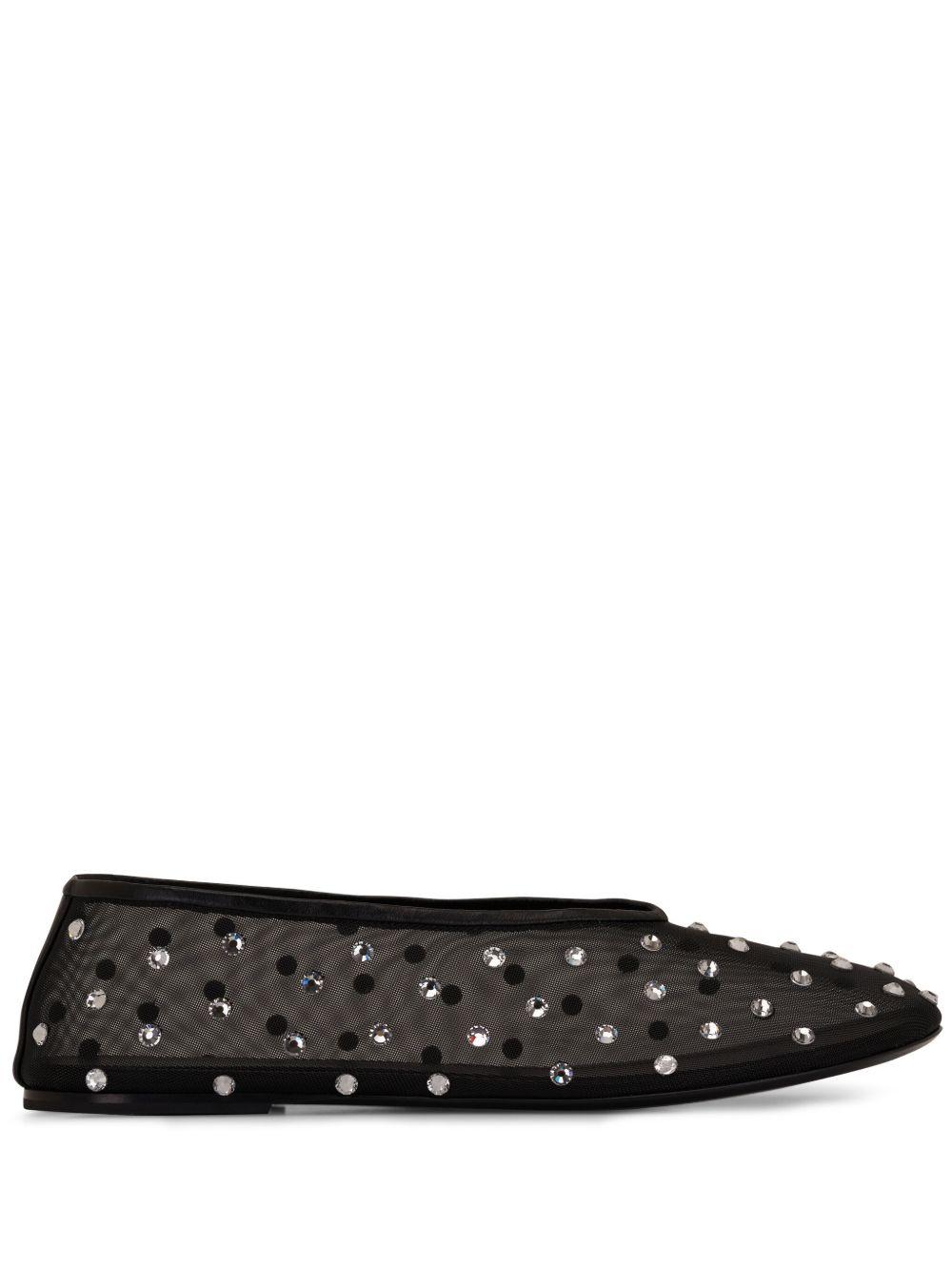 KHAITE Marcy Crystal-embellished Mesh Flats In Black Product Image