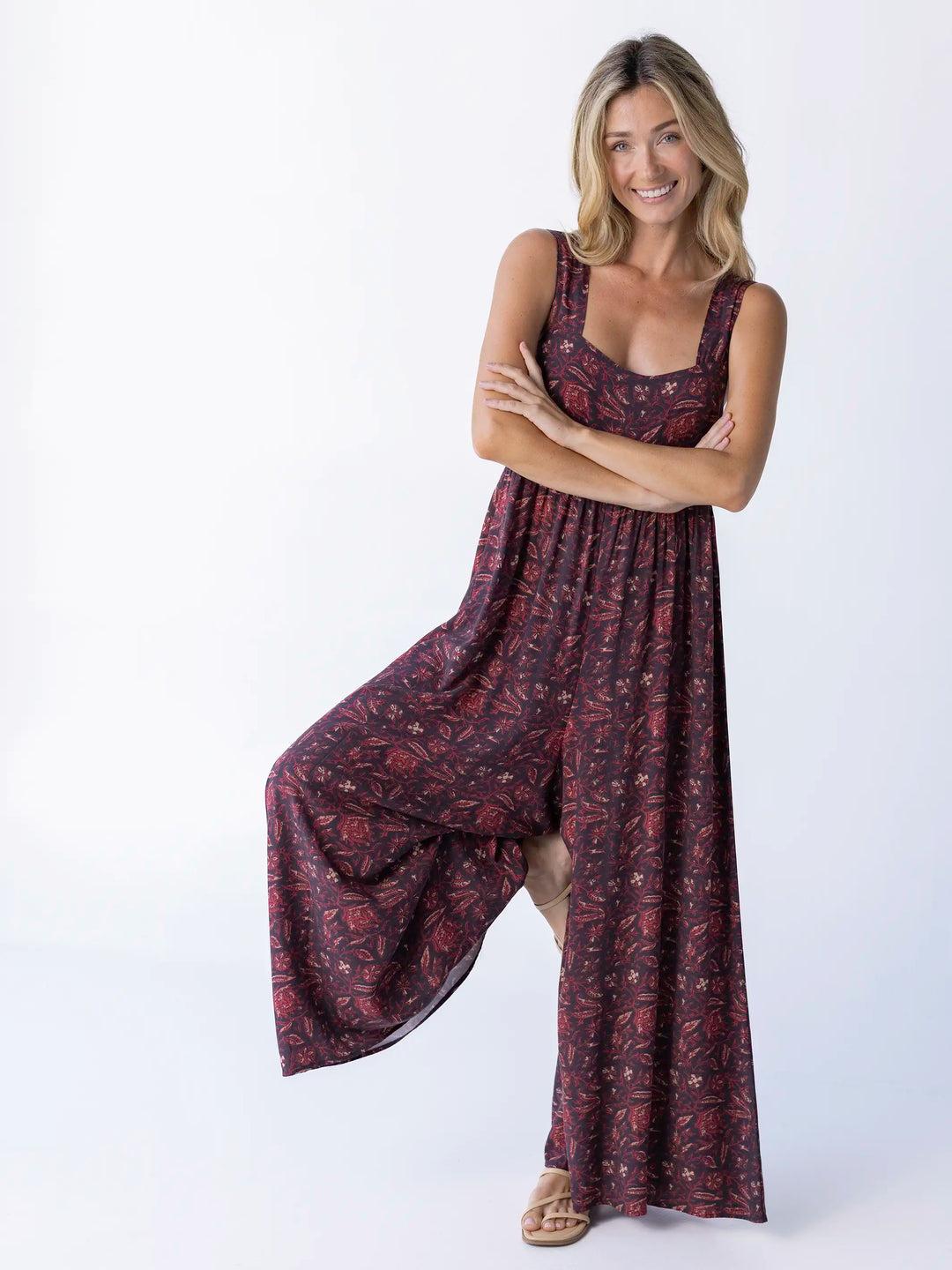 Tricia Jumpsuit - Brown Rust Floral Product Image