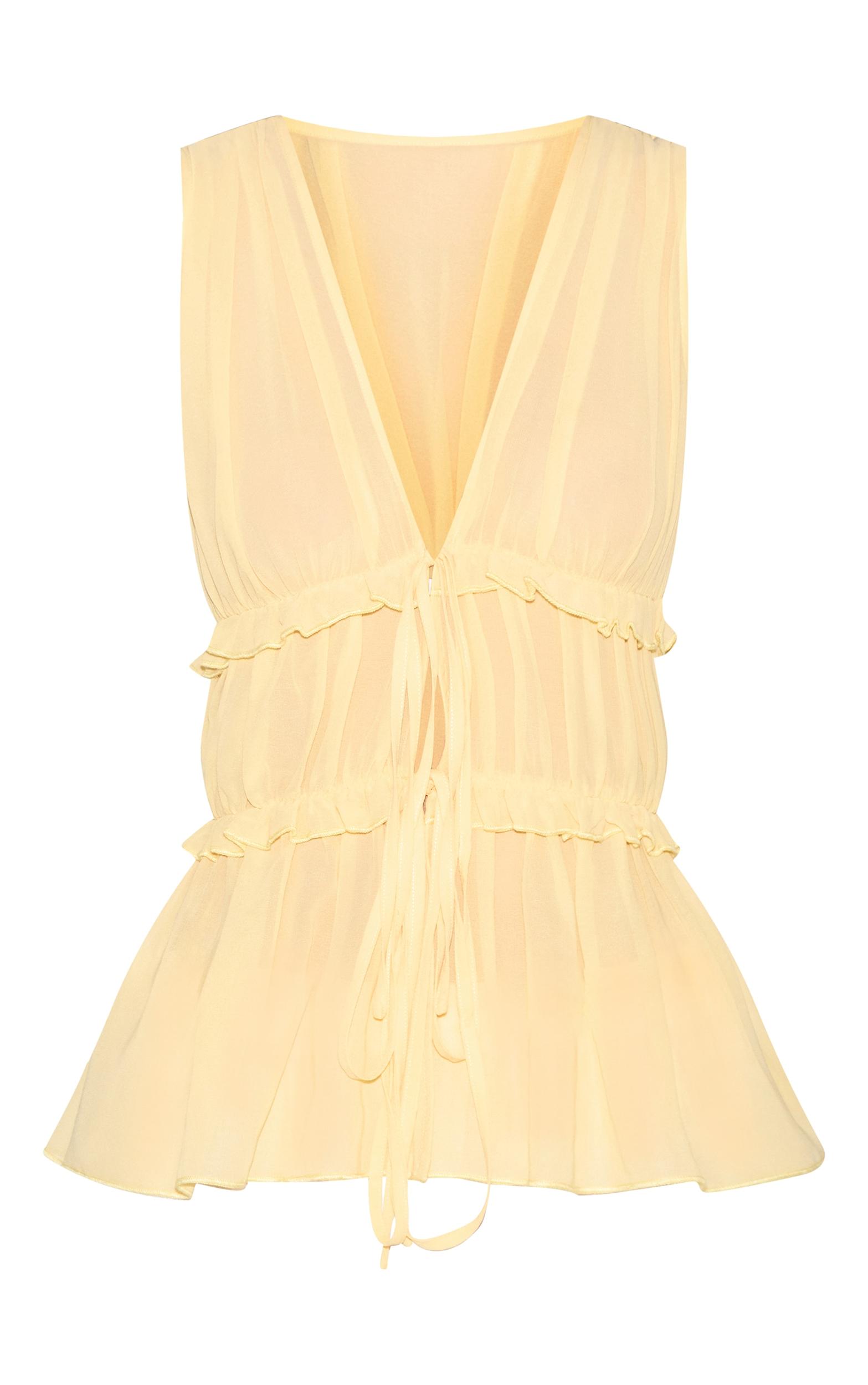 Lemon Chiffon Tie Front Top Product Image