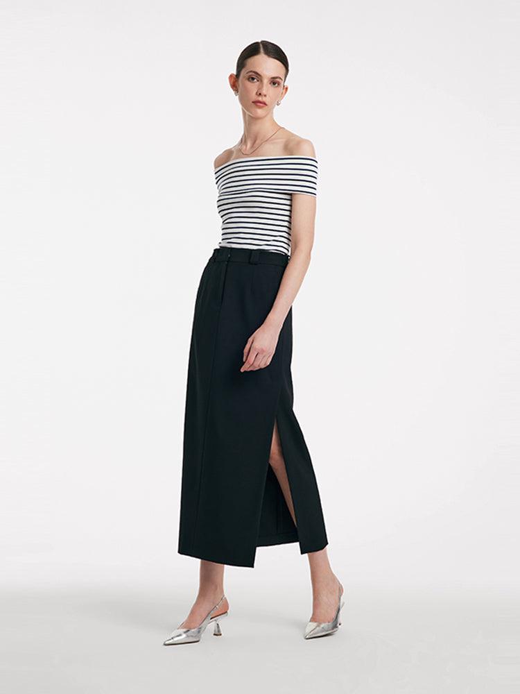 Off Shoulder Striped Slim Top Product Image