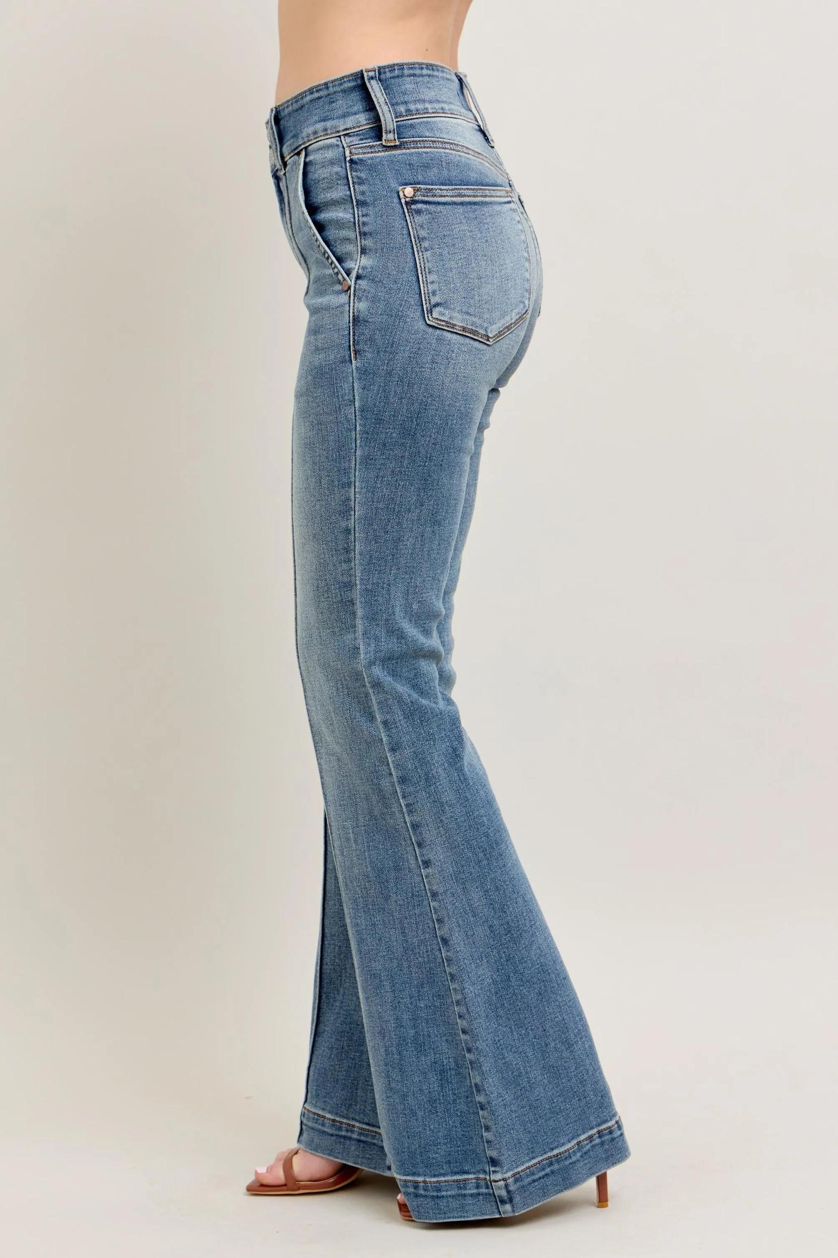 88204   Jasper Hi-Rise Flare Judy Blue Jeans with Front Seam Detail Product Image