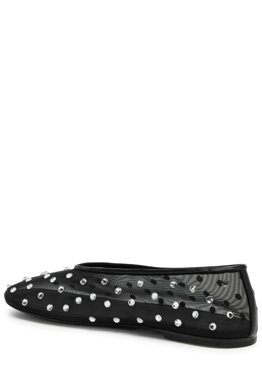 KHAITE Marcy Crystal-embellished Mesh Flats In Black Product Image