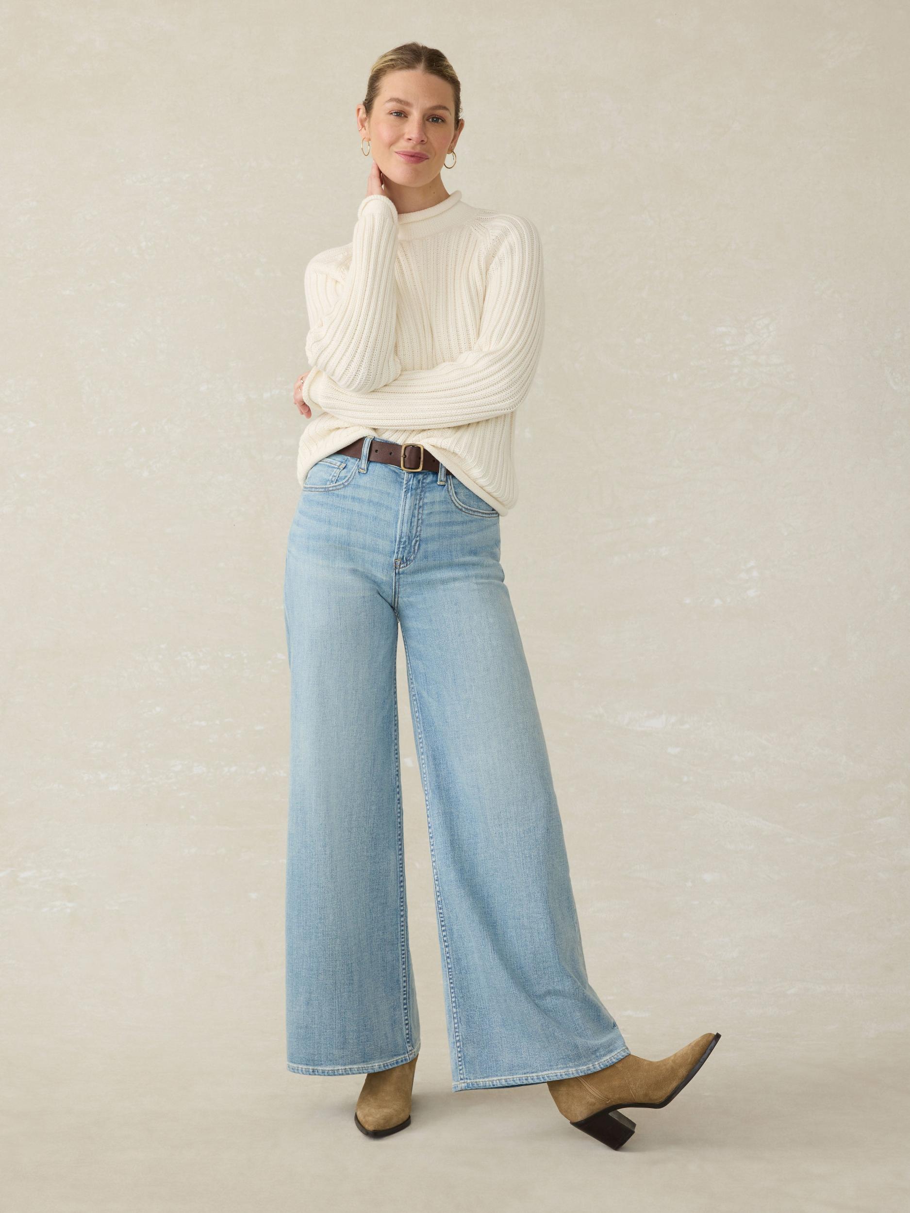 Sunwashed Cotton Rollneck Sweater - Egret Female Product Image