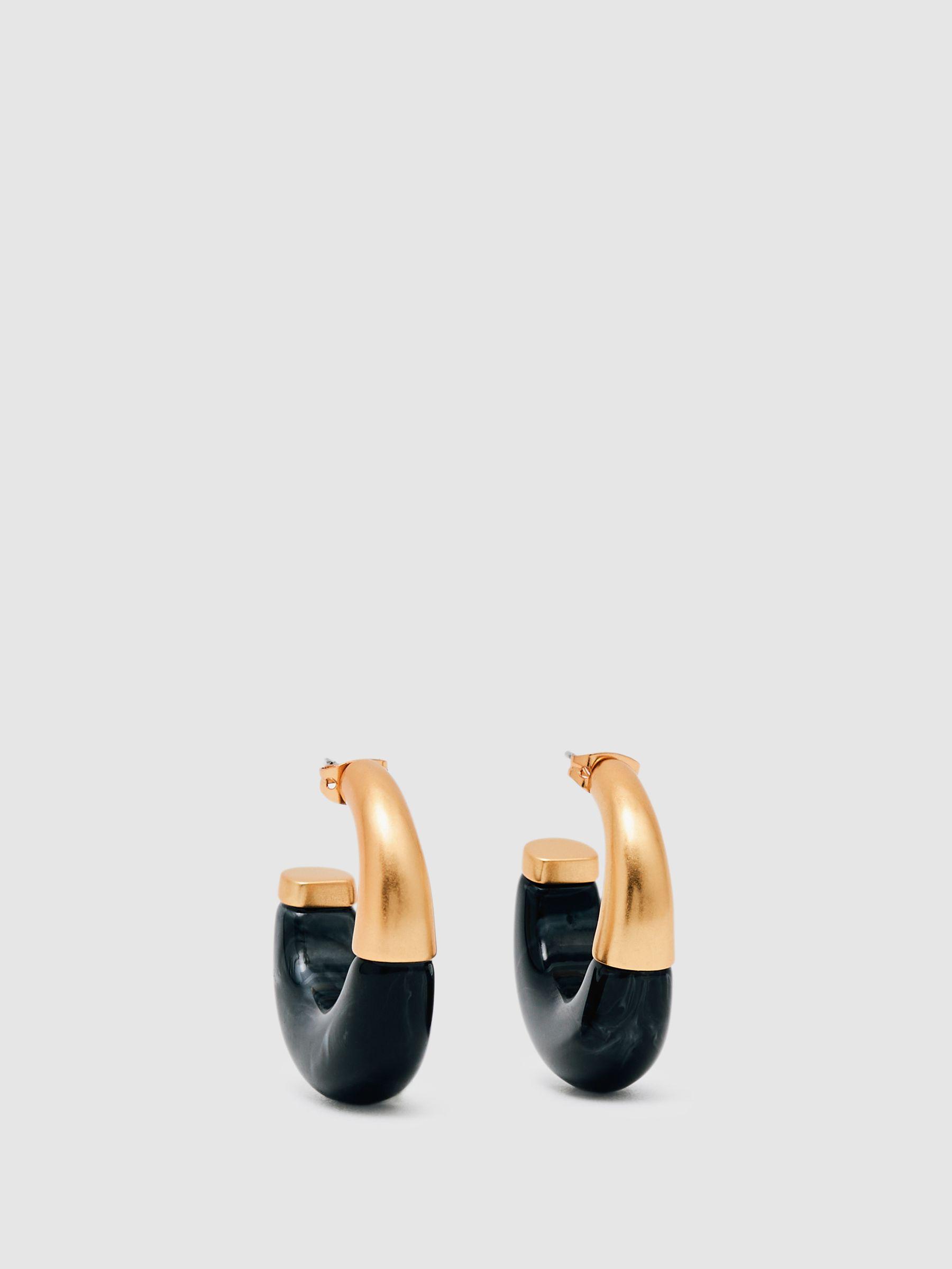 Tone Scoop Enamel Hoop Earrings in Gold Product Image