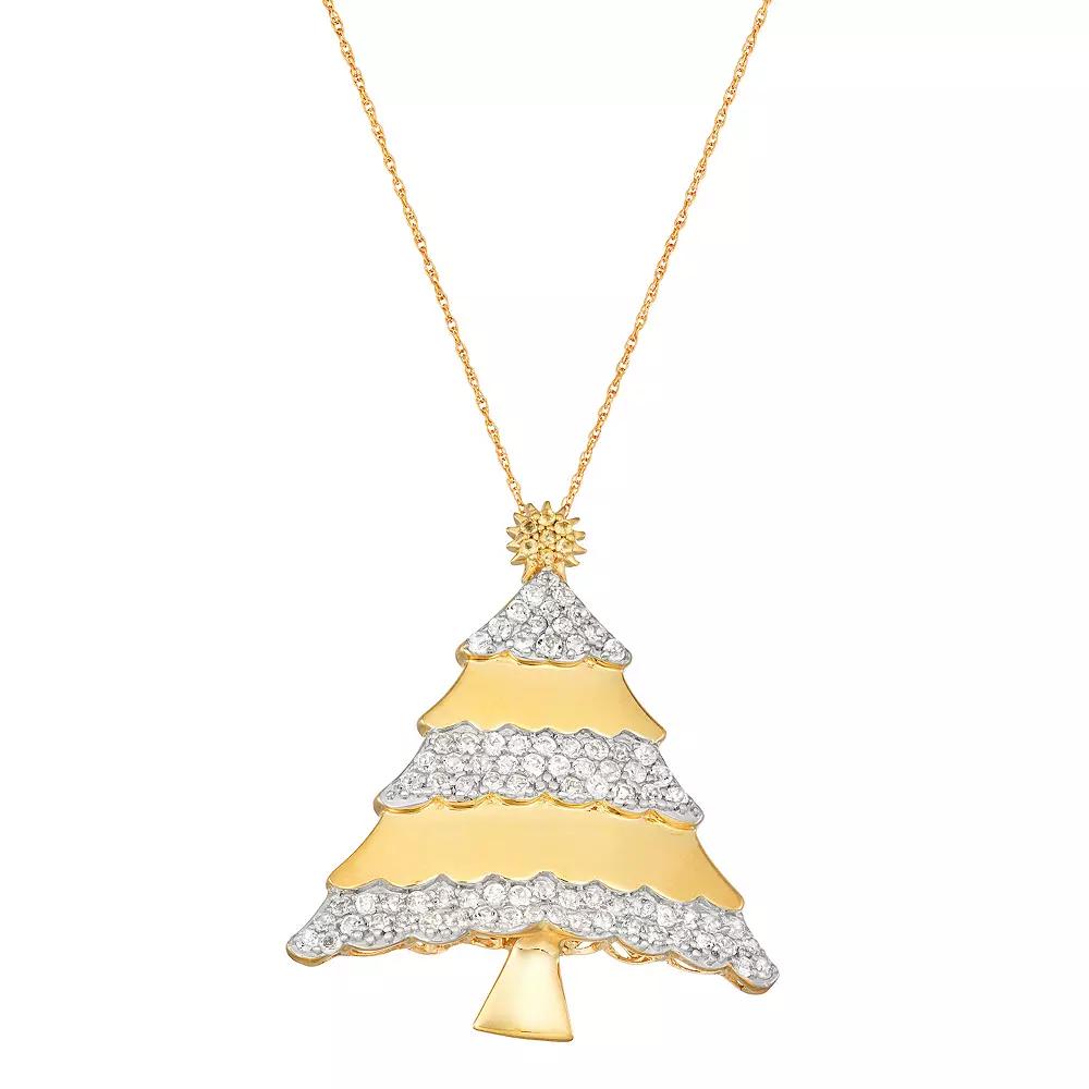 Jewelexcess 14k Gold Over Silver Genuine Citrine & Lab-Created White Sapphire Christmas Tree Pendant Necklace, Women's, Size: 18", Citrine White Topaz Product Image