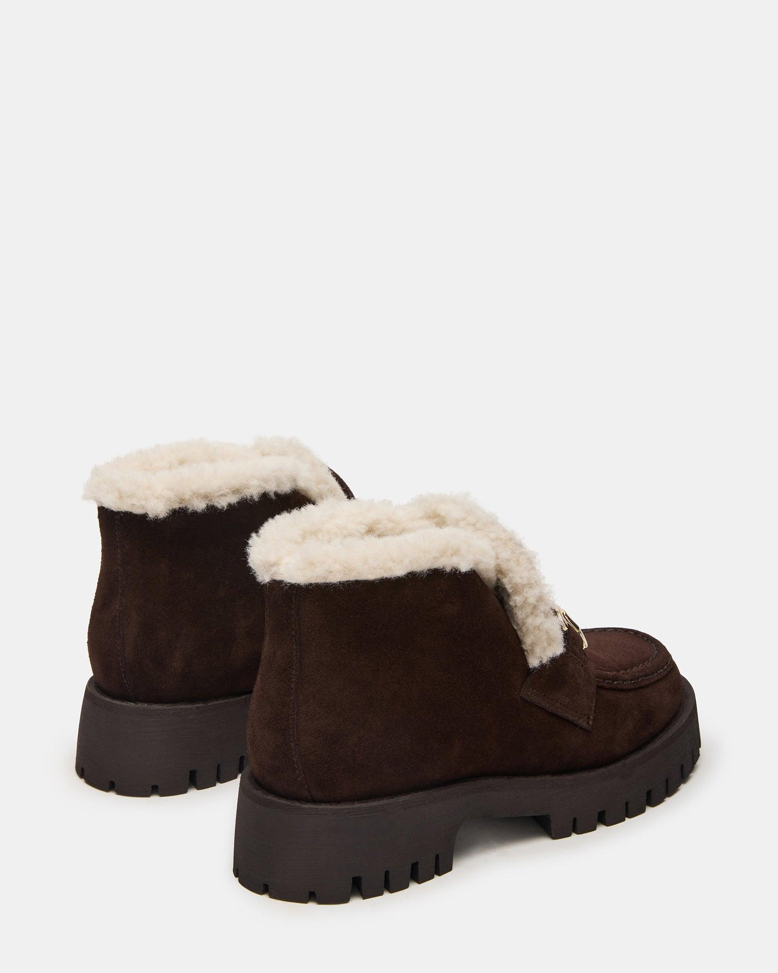 LEON FAUX FUR CHOCOLATE BROWN SUEDE Female Product Image