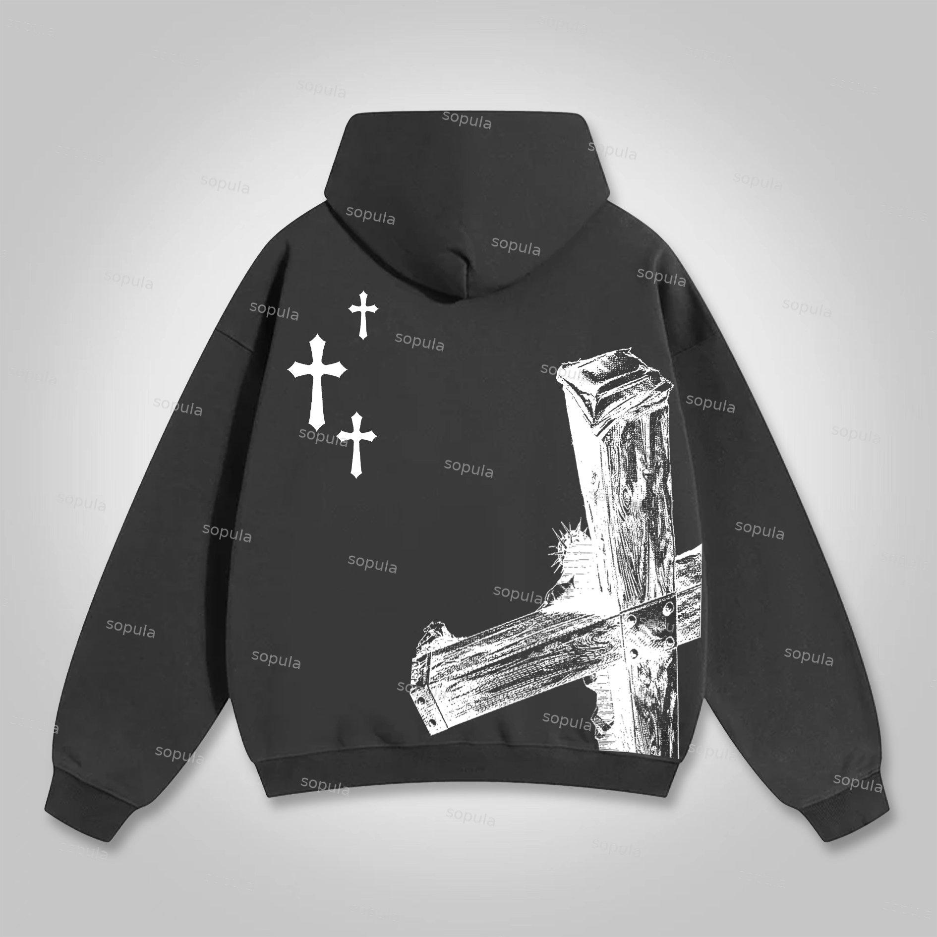 Sopula Men's Jesus Saves Graphic Cross Pocket Hoodie Product Image