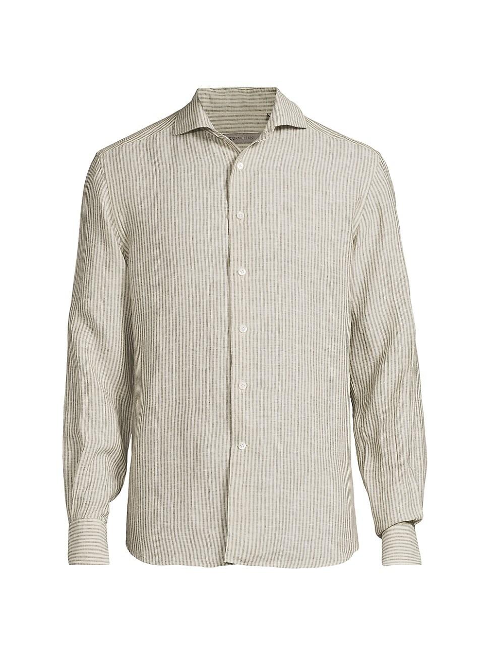 Mens Washed Linen Stripe Shirt Product Image