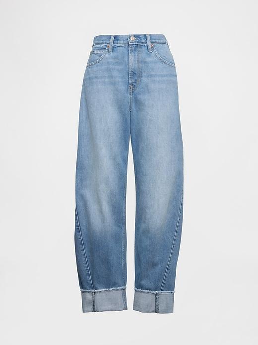 High Rise Cuffed Barrel Jeans Product Image
