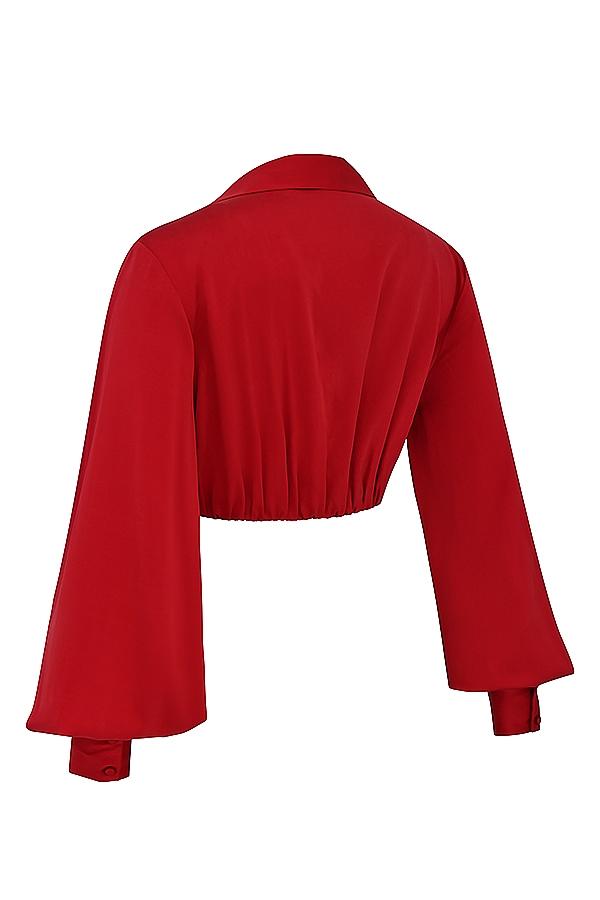 Laraine  cherry silk blouson top - sale Product Image