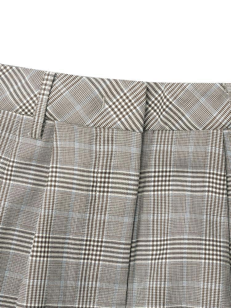 Worsted Wool Plaid Straight Full Length Pants Product Image