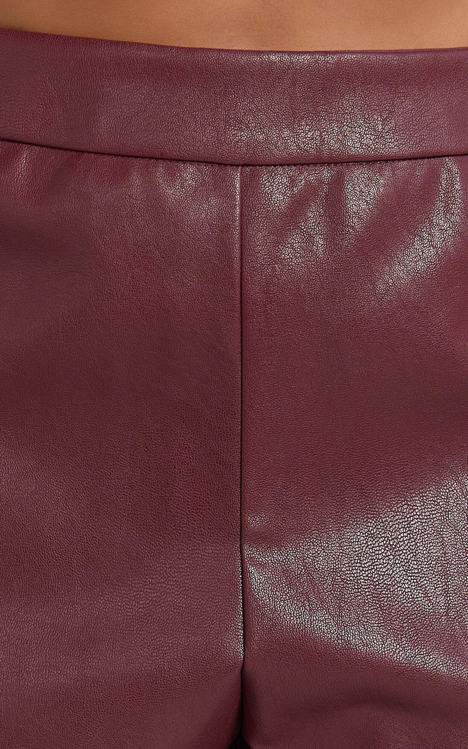 Rosetta Shorts - PU Fitted Micro Shorts in Wine Product Image