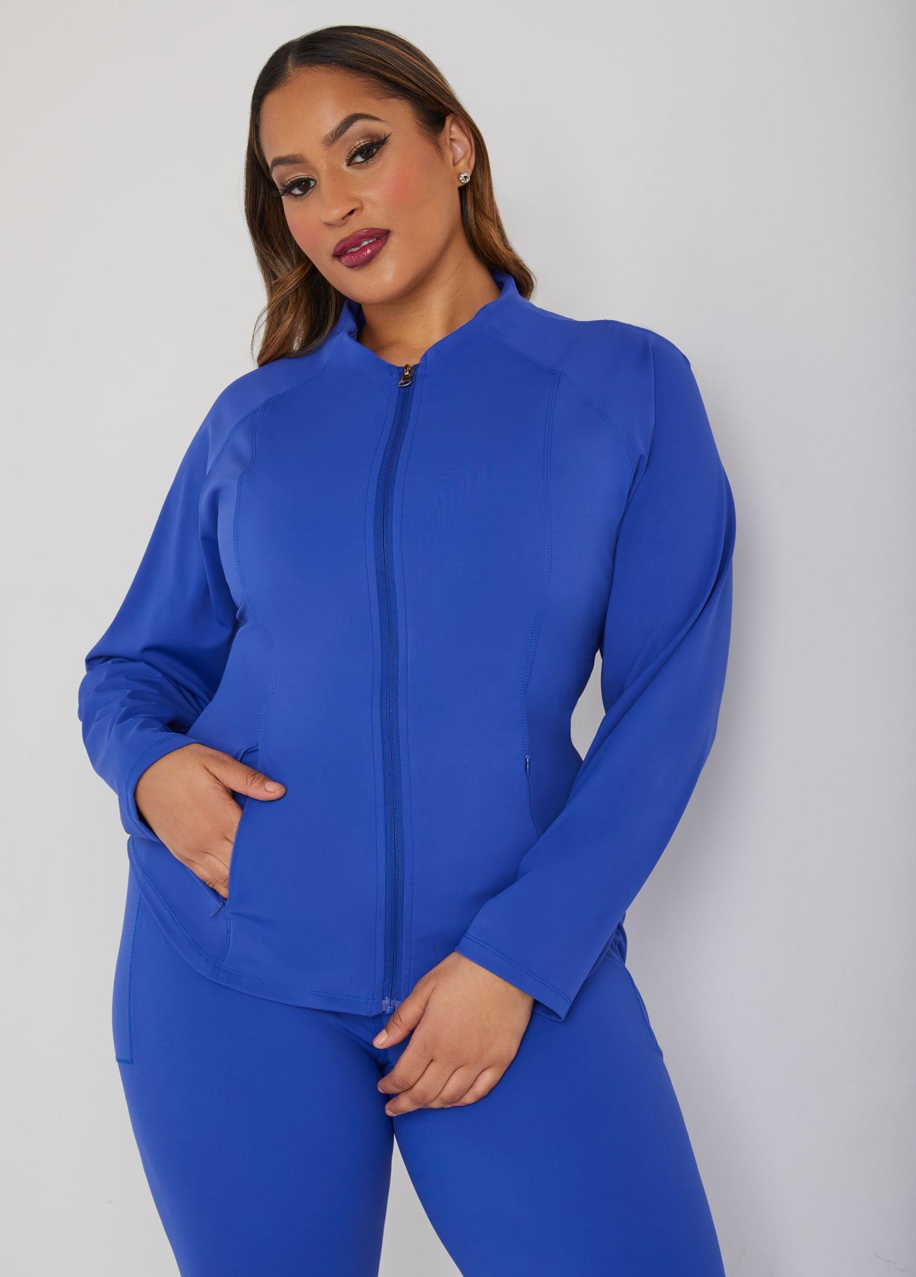 Plus Size Stretch Knit Athletic Jacket Ashley Stewart Product Image