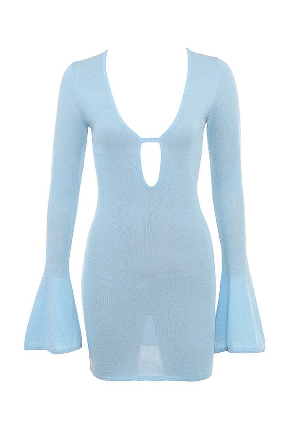 Noya  ocean blue knit mini dress - sale Product Image