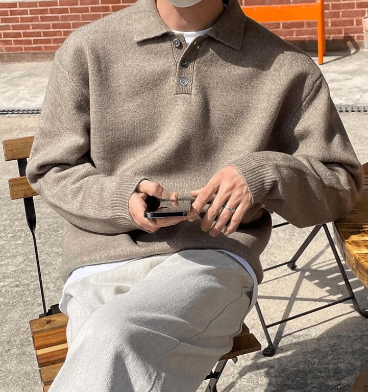 RT No. 10900 COLLAR POLO SWEATER Product Image