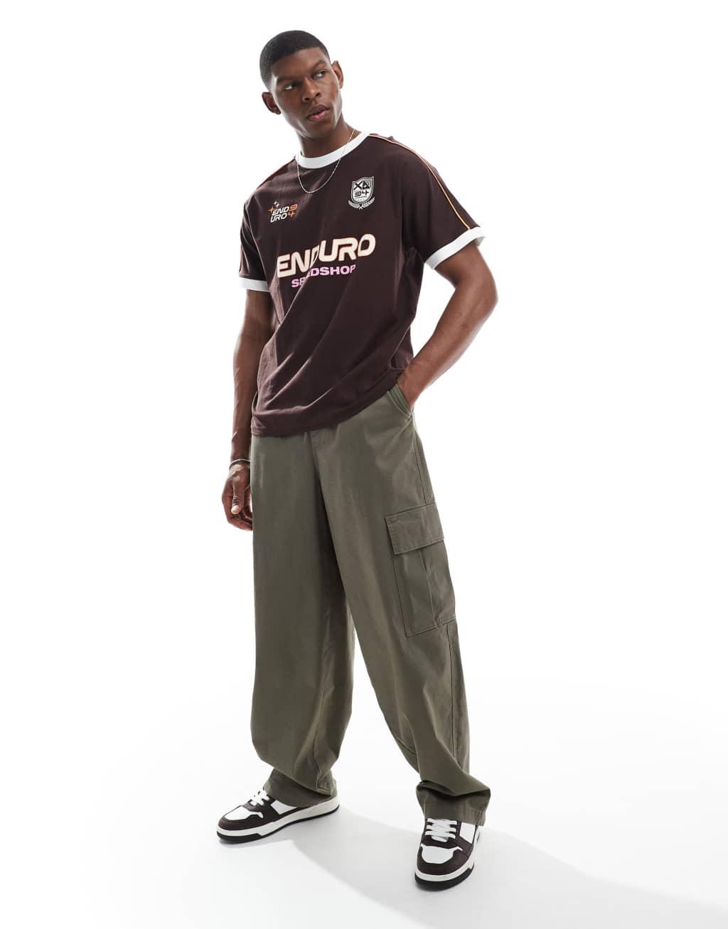 Cotton On sports oversized T-shirt in washed chocolate Product Image