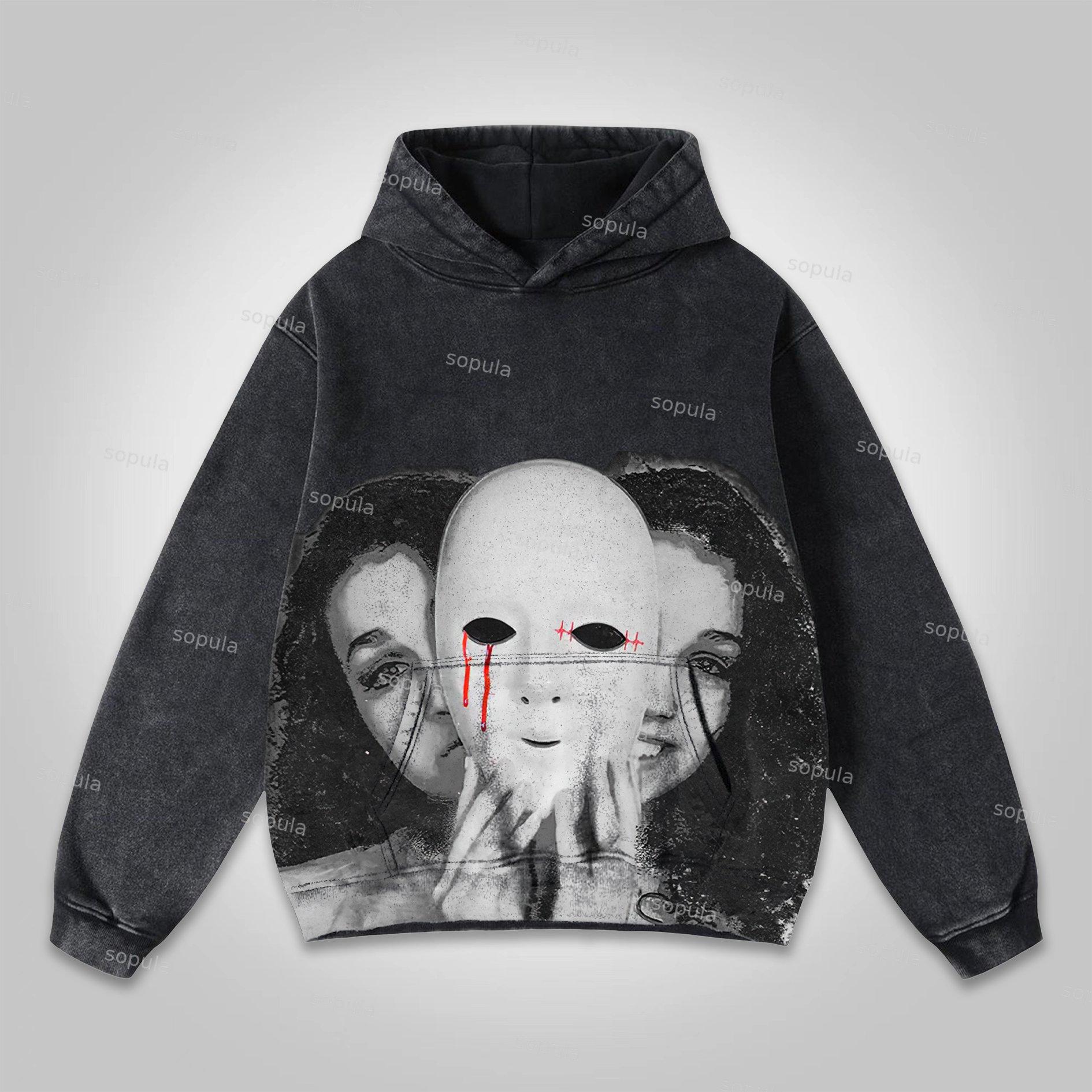 Sopula Vintage Our Lady Of Guadalupe Graphic Acid Washed Oversized Hoodie Product Image