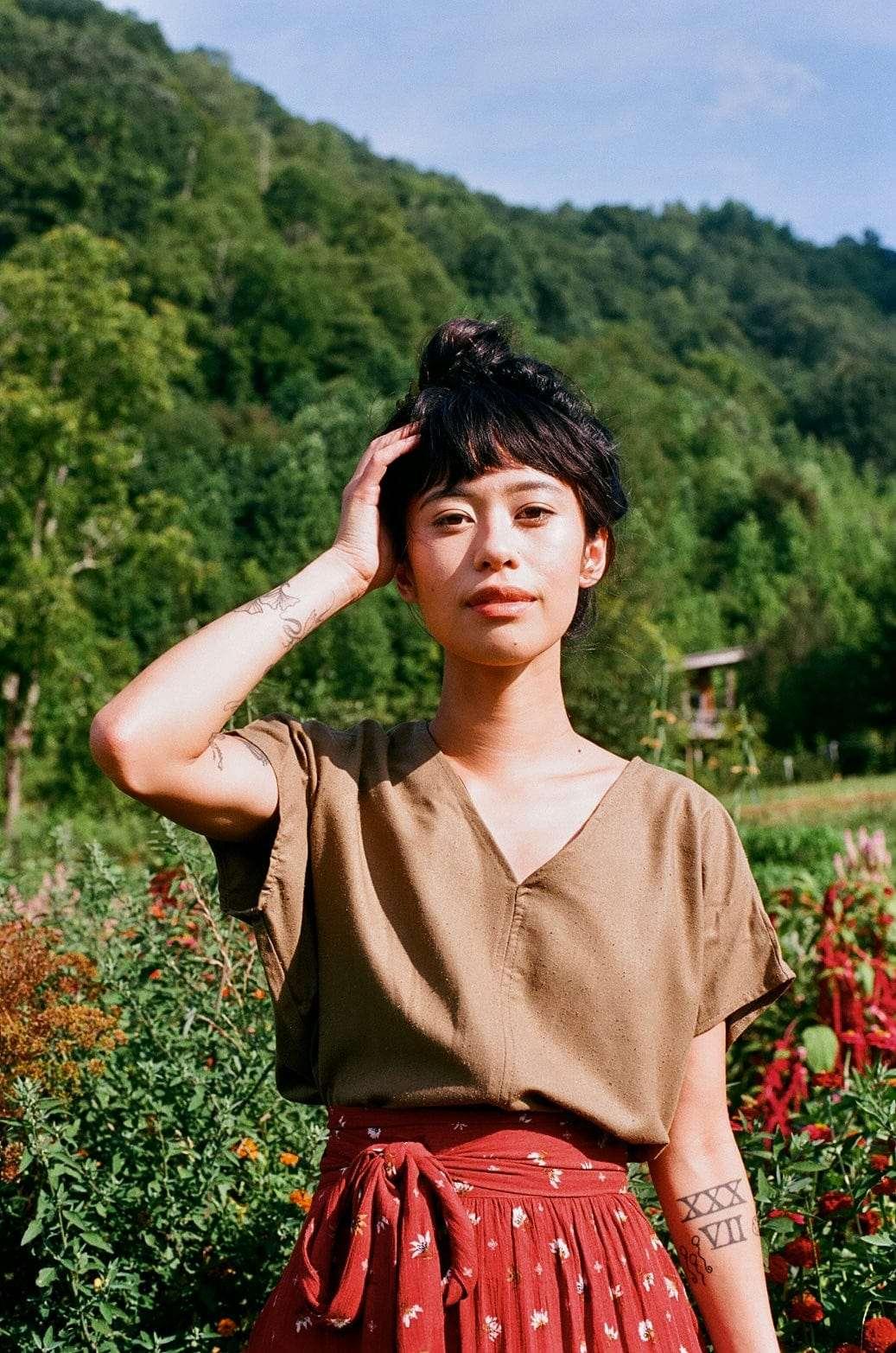 Dolman Top in Olive Raw Silk Product Image