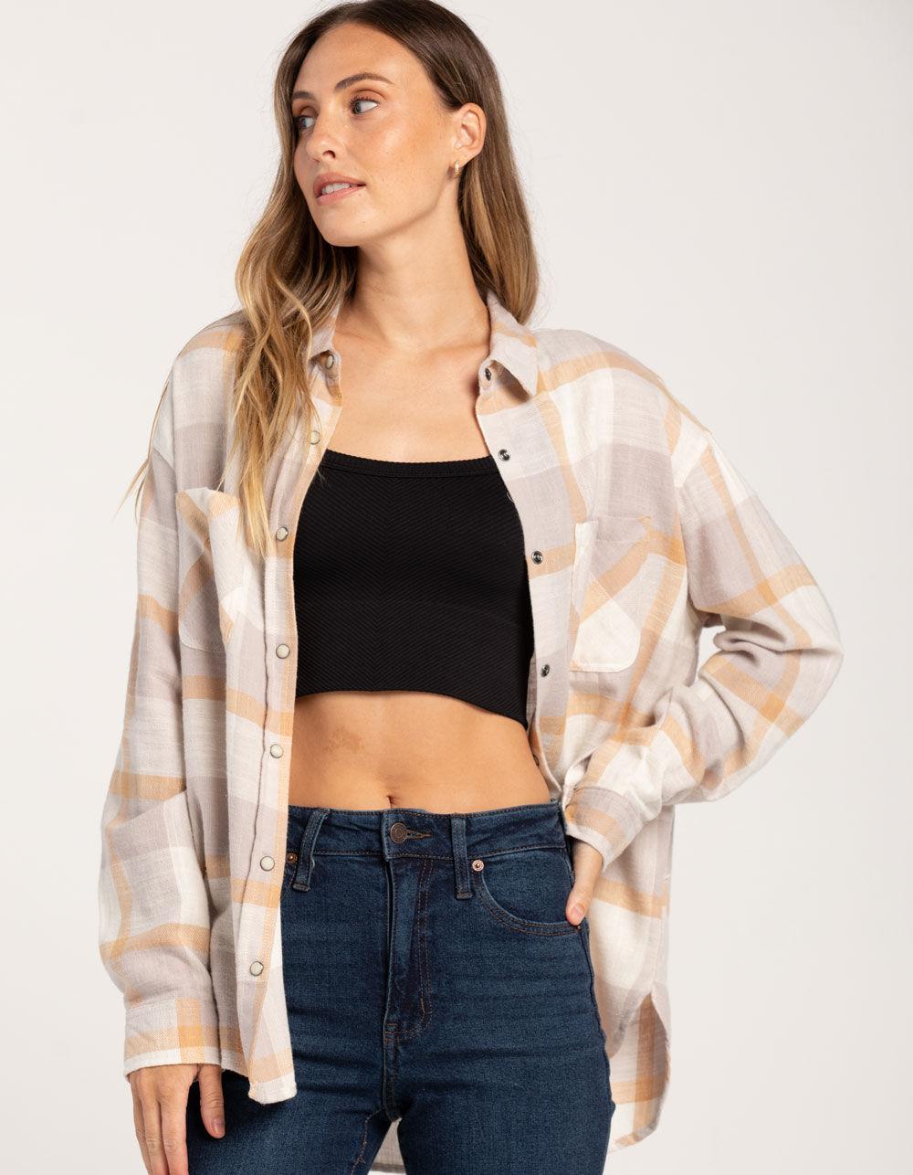 RSQ Womens Plaid Flannel - TAN Product Image