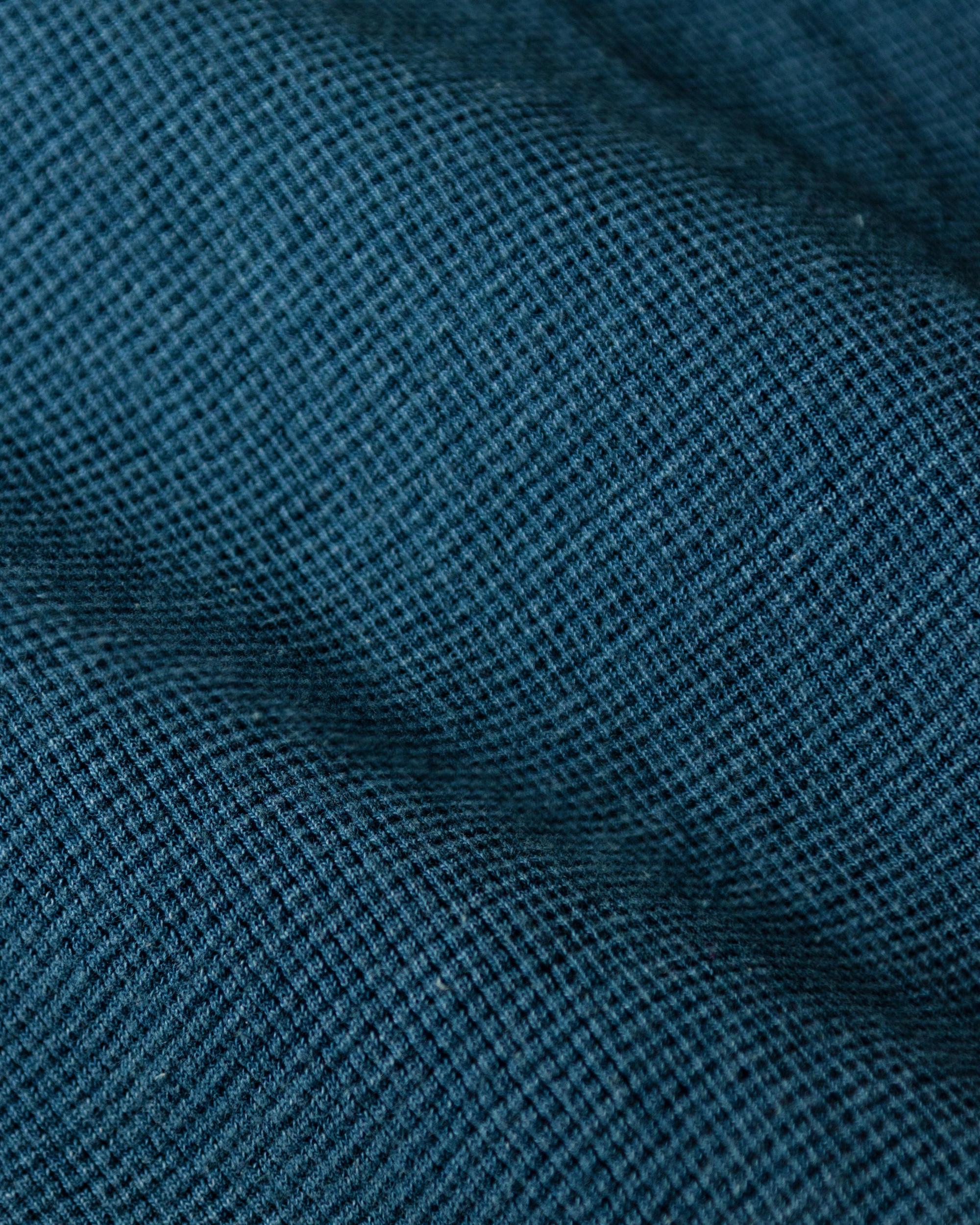 Long Sleeve Indigo Polo in Solid Waffle Knit Product Image