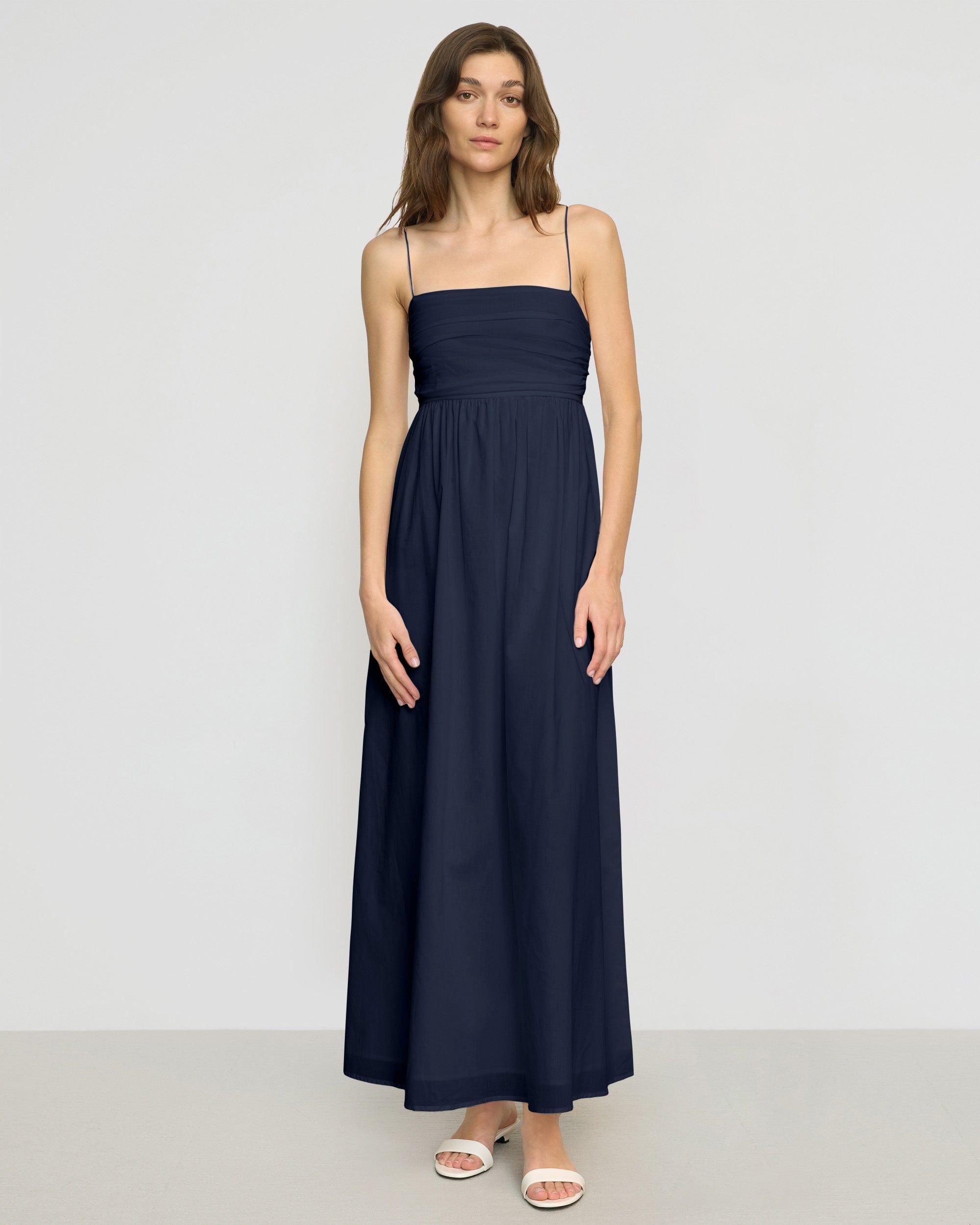 Aurora Ruched Organic Cotton Maxi Dress Product Image