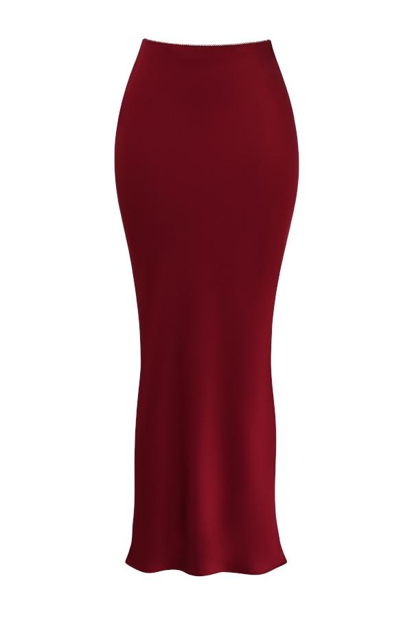 Sydel  ruby satin bias cut maxi skirt Product Image