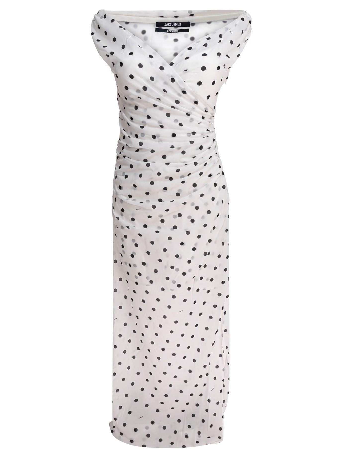 JACQUEMUS Women Rita Pois Long Dress In White Product Image