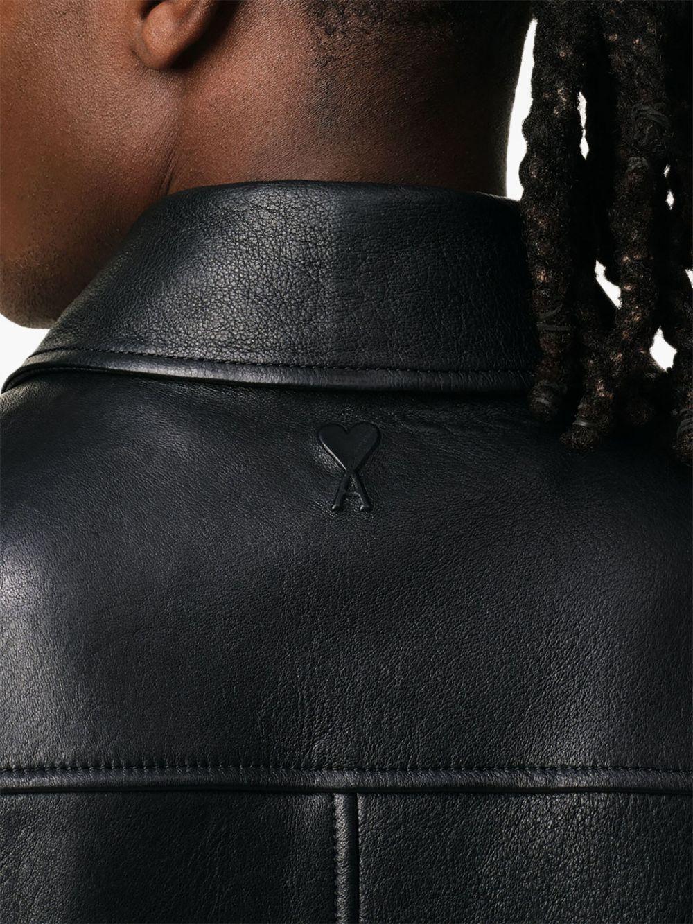 zipped leather jacket Product Image