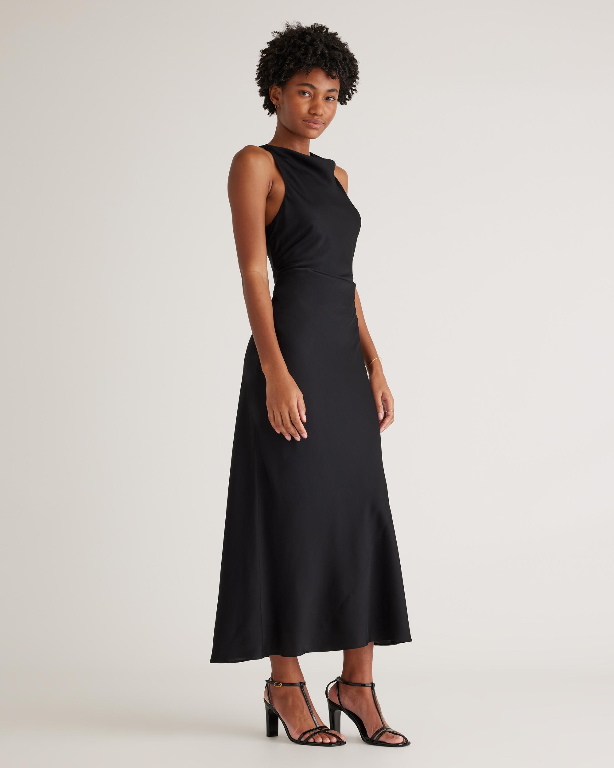 Quince | Women's Washable Stretch Silk High Neck Midi Dress Size XS, Mulberry Silk Product Image