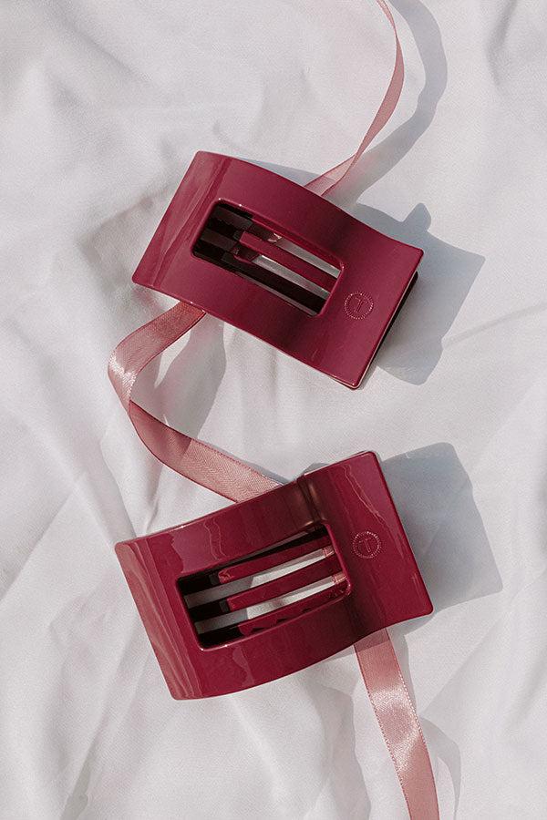 Flat Large Rectangle Hair Claw Clip in Berry Product Image
