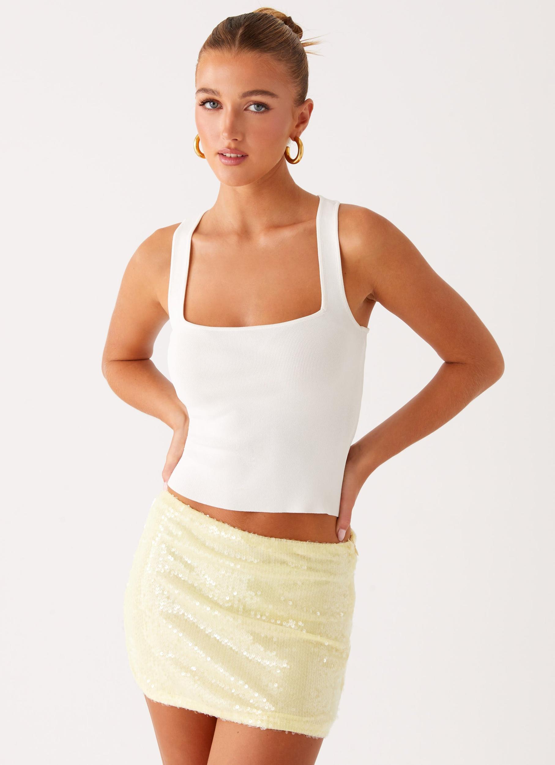 Nostalgic Nights Sequin Top - Lemon Spritz Product Image