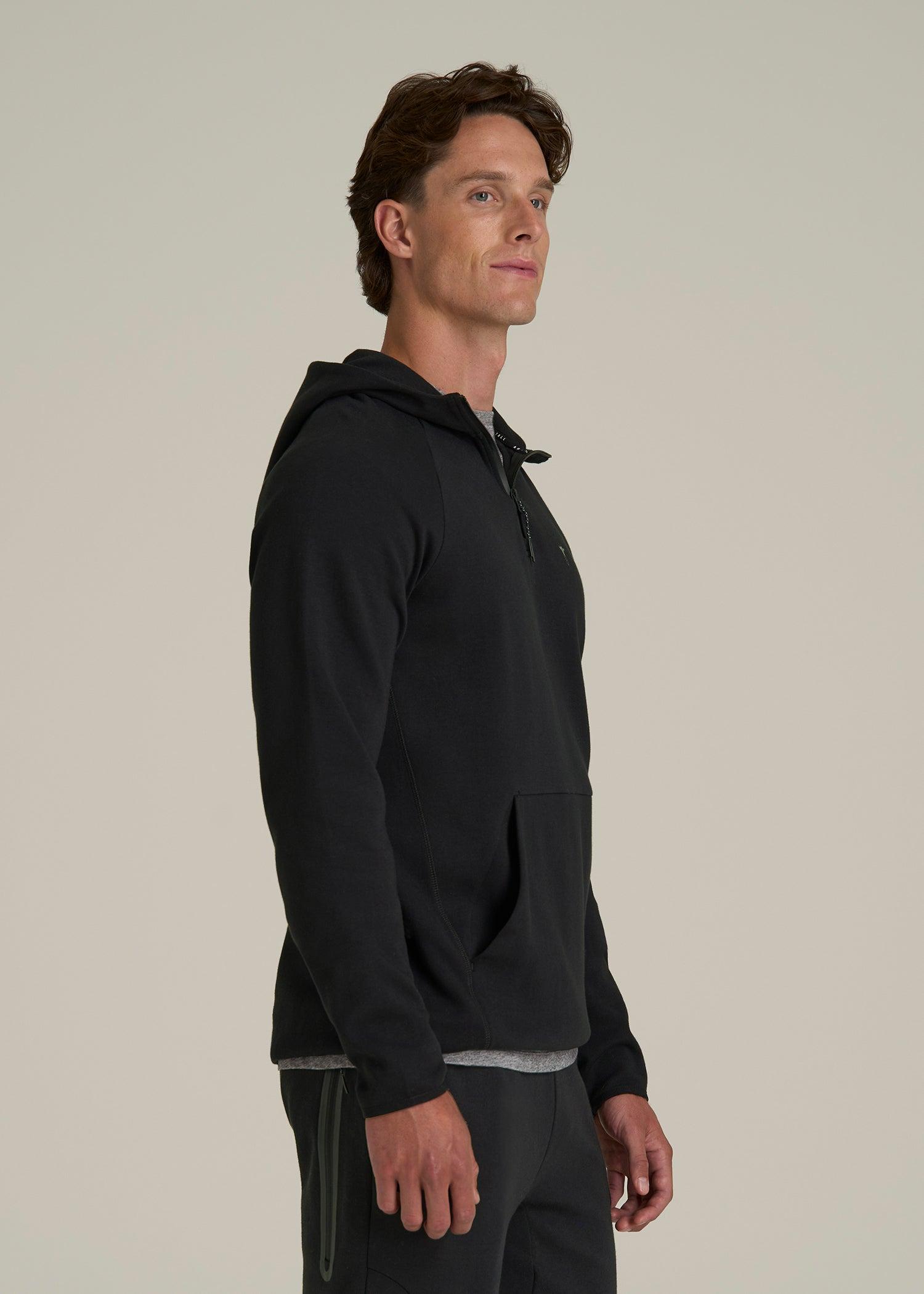 Tech Motion Fleece Hooded Popover for Tall Men in Black Male Product Image