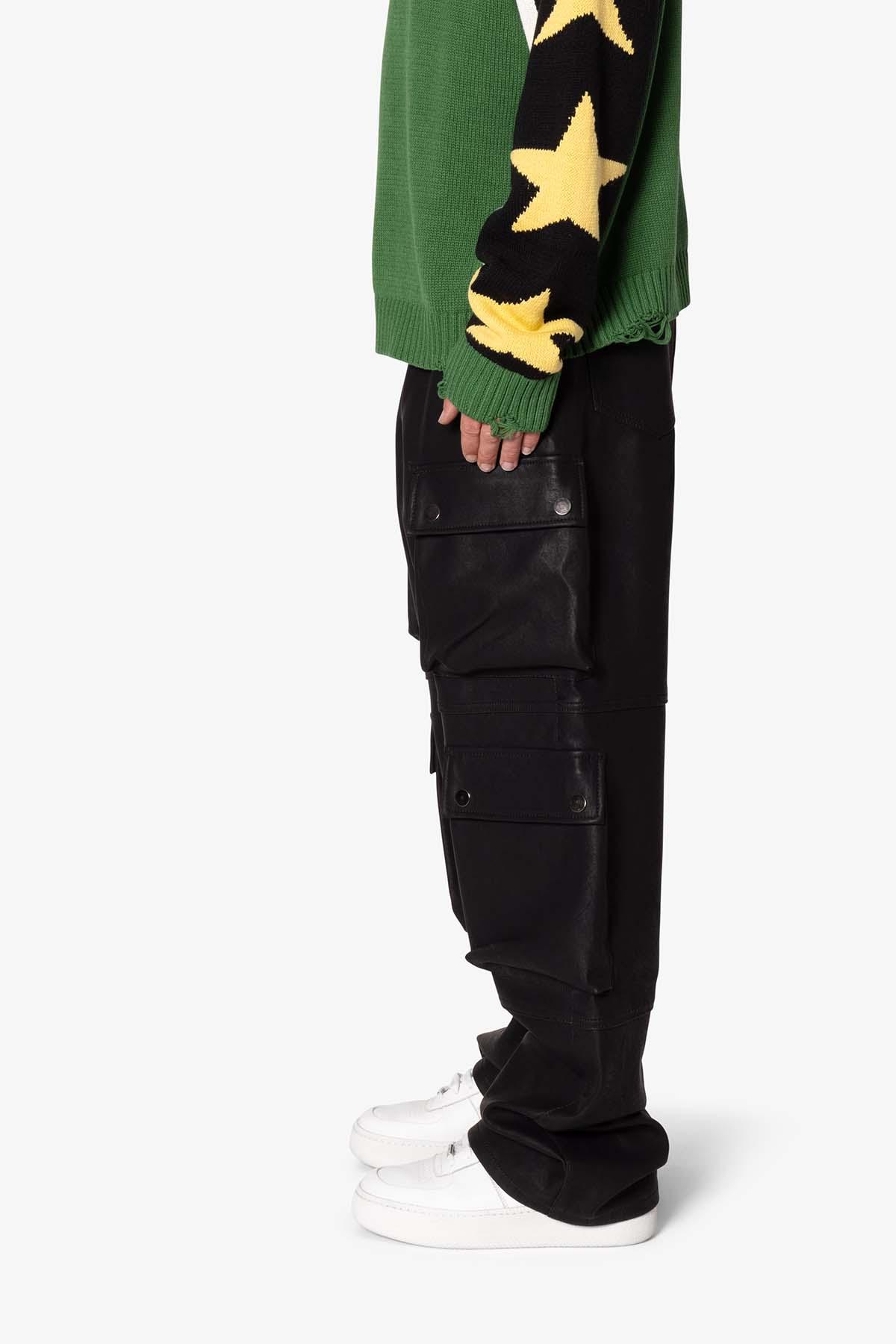 Ultra Baggy Leather Cargo Pants - Black Product Image