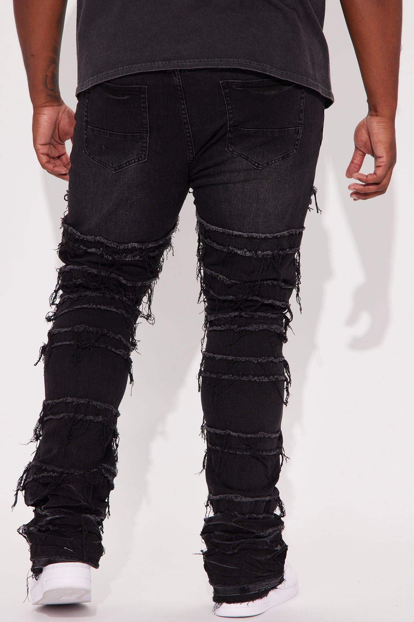 About Fray Stacked Skinny Flare Jeans - Black Wash Product Image
