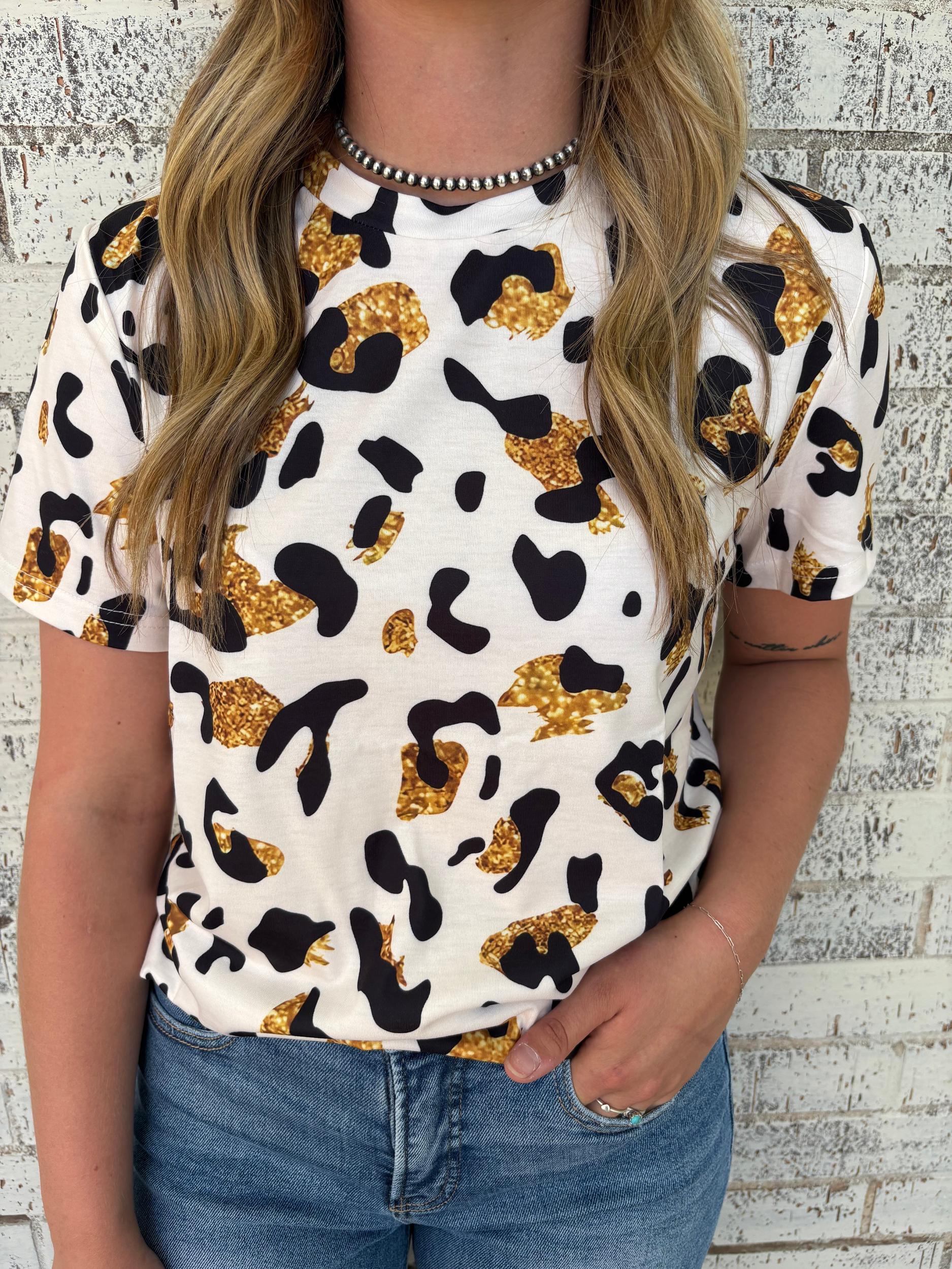 Gold Shimmer Leopard Printed Top* Product Image