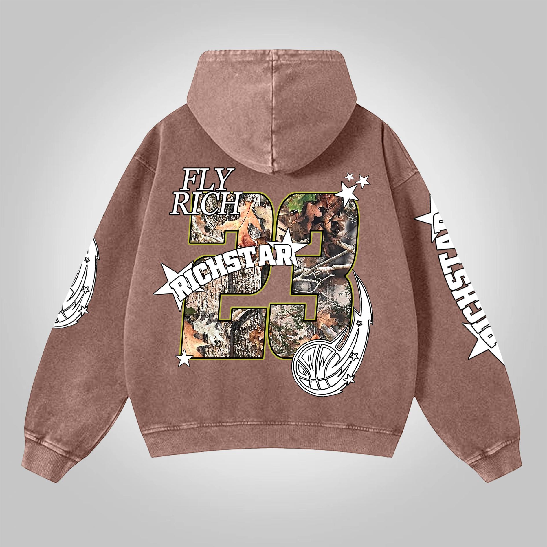 Men's Oversized Relaxed Graphic Vintage Washed Zip-Up Hoodie Product Image