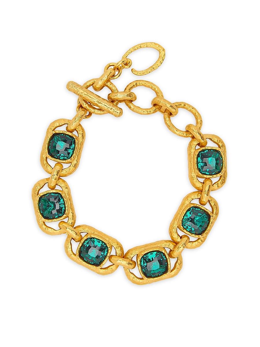 Womens 24K-Gold-Plated Brass & Glass Crystal Bracelet Product Image
