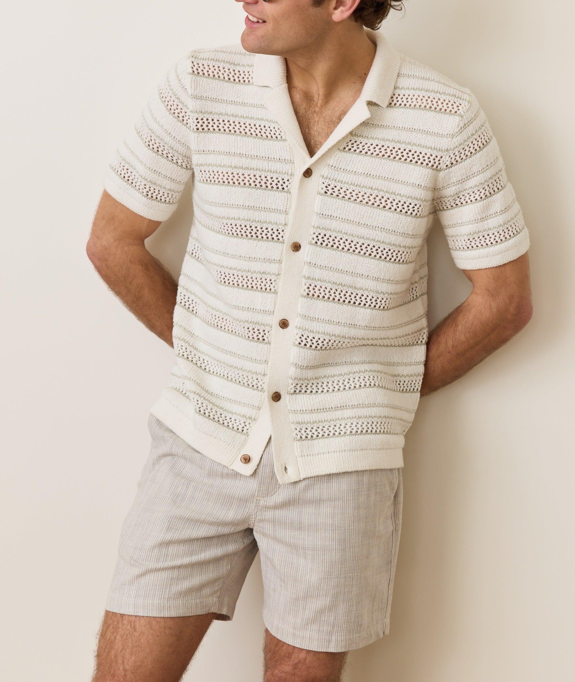 Open Knit Sweater Button-Down Product Image