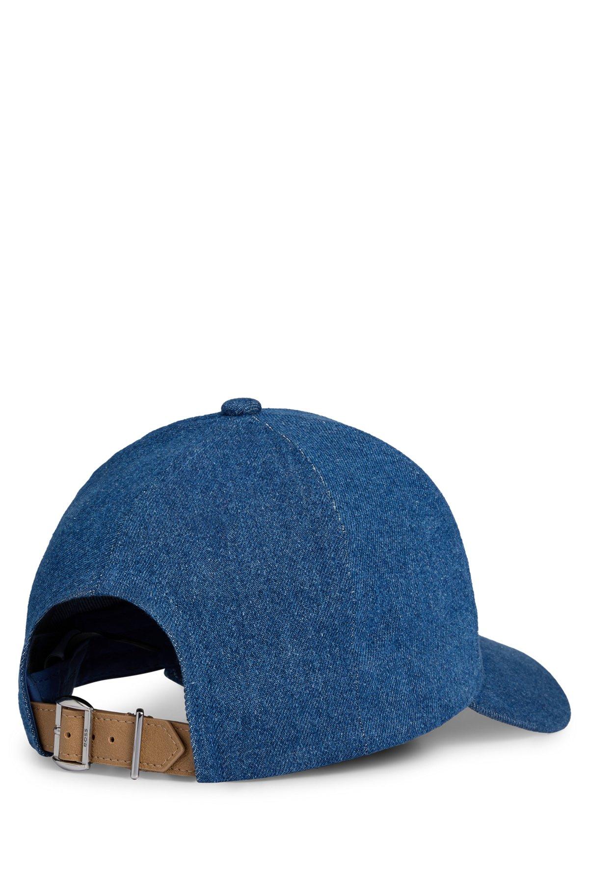 BOSS - Blue-denim cap with Double B monogram - Dark Blue Product Image
