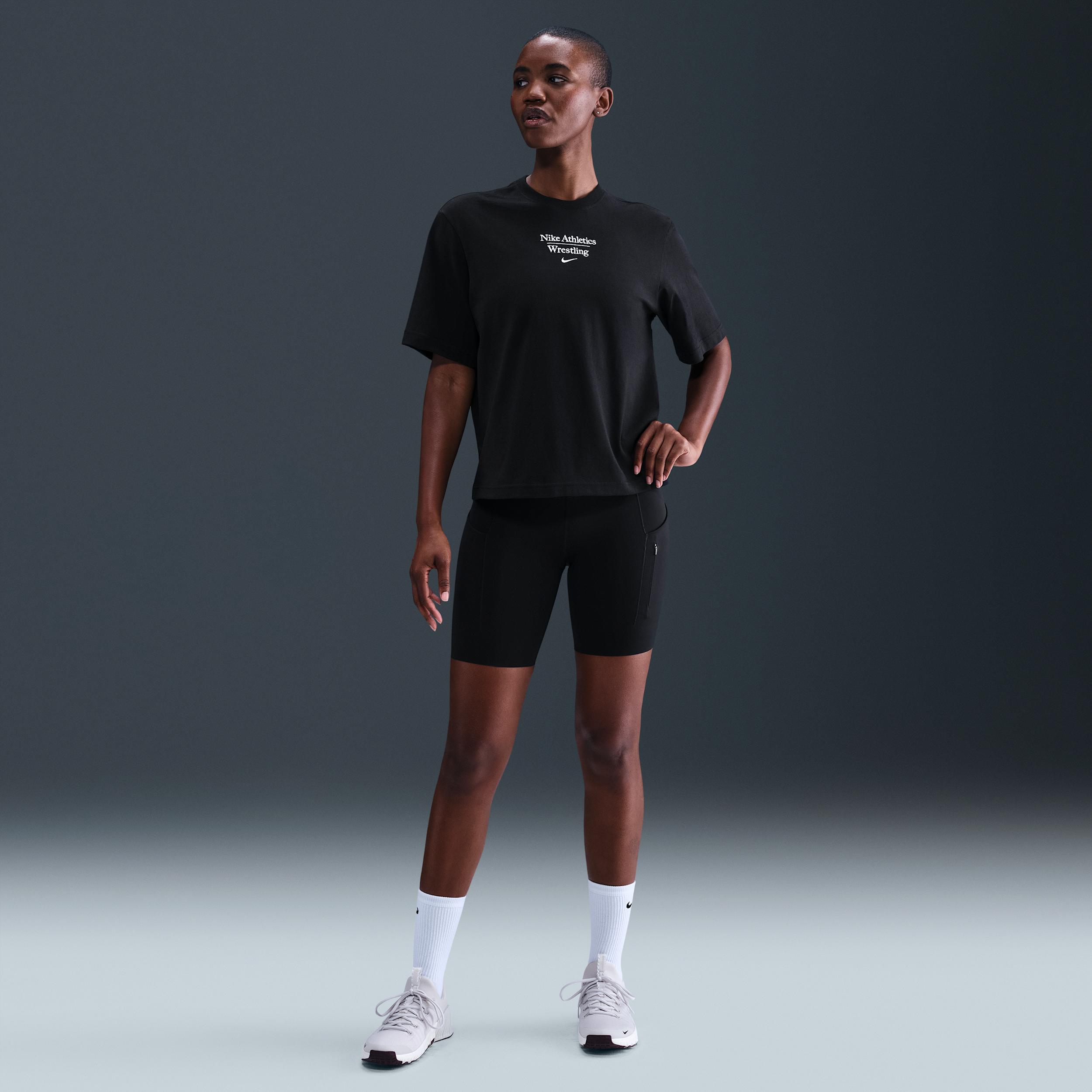 Nike Womens Wrestling Boxy T-Shirt | APS520NAWR-BLK Product Image