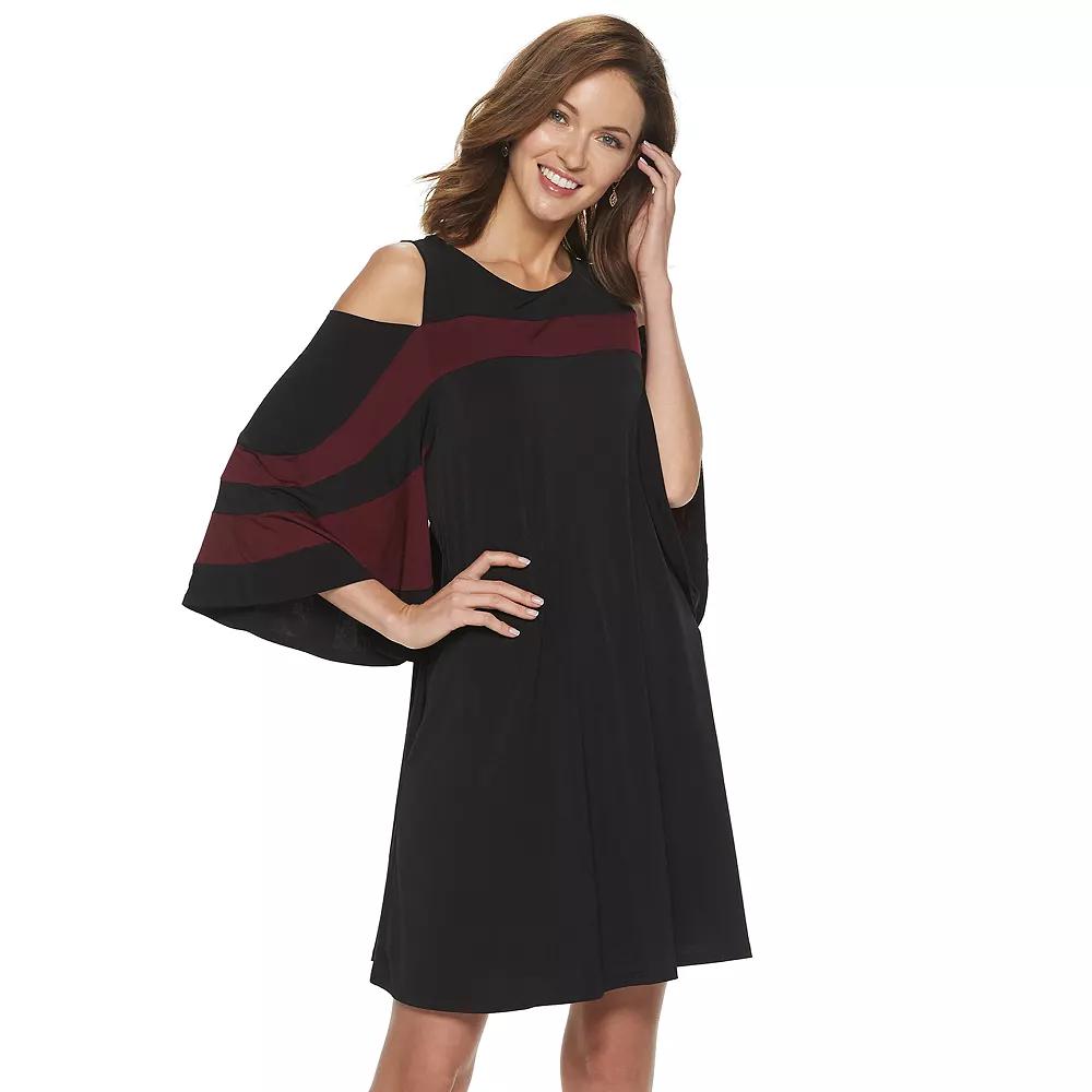 Women's Nina Leonard Draped Sleeve Cold-Shoulder Dress,  Product Image