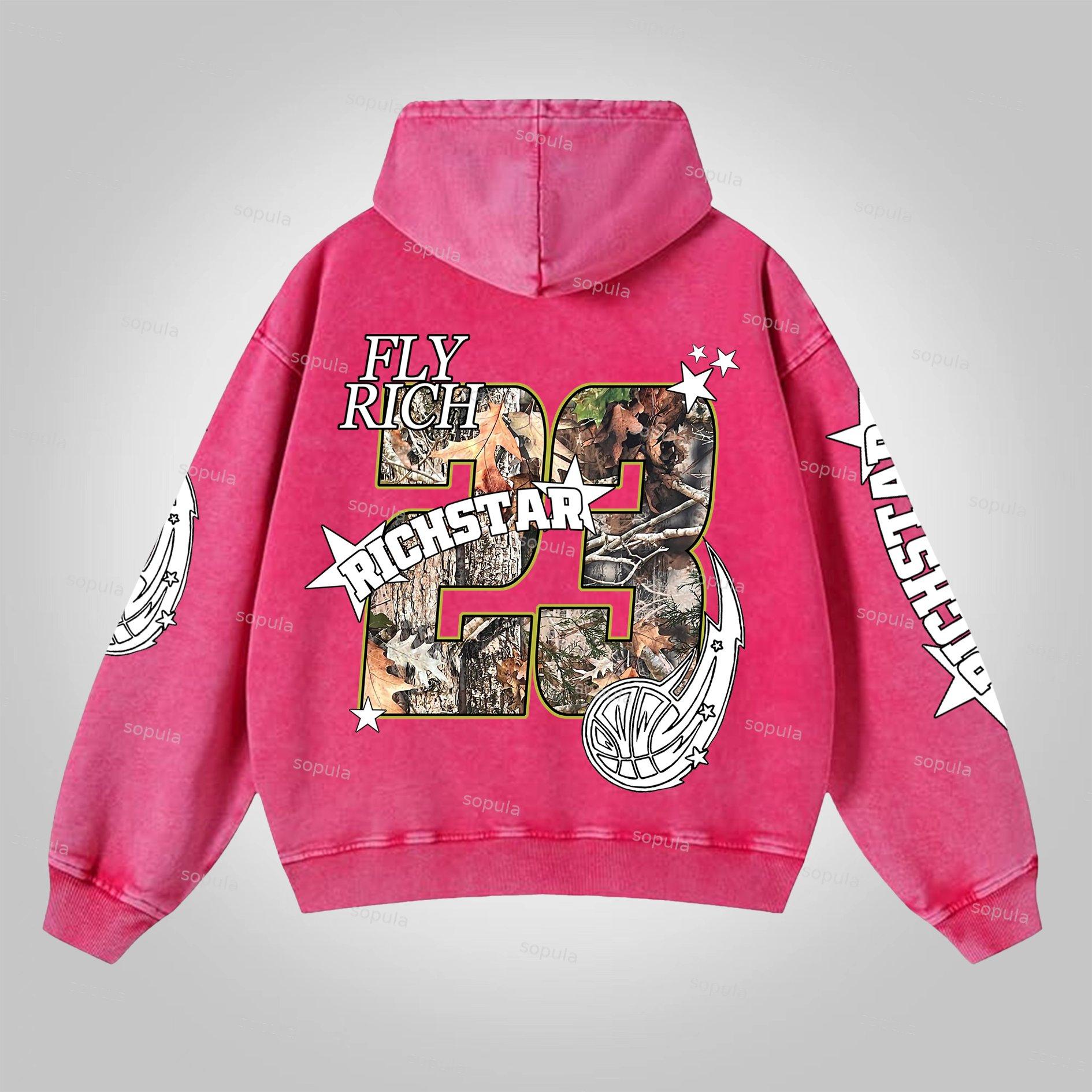 Men's Oversized Relaxed Graphic Vintage Washed Zip-Up Hoodie Product Image