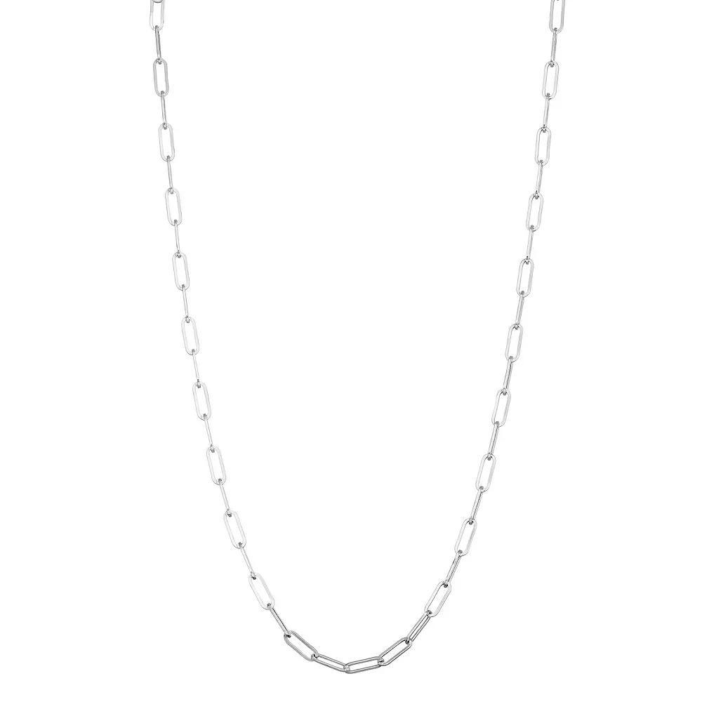 Au Naturale 10k White Gold Polished Paperclip Chain Necklace, Women's, Size: 18" Product Image