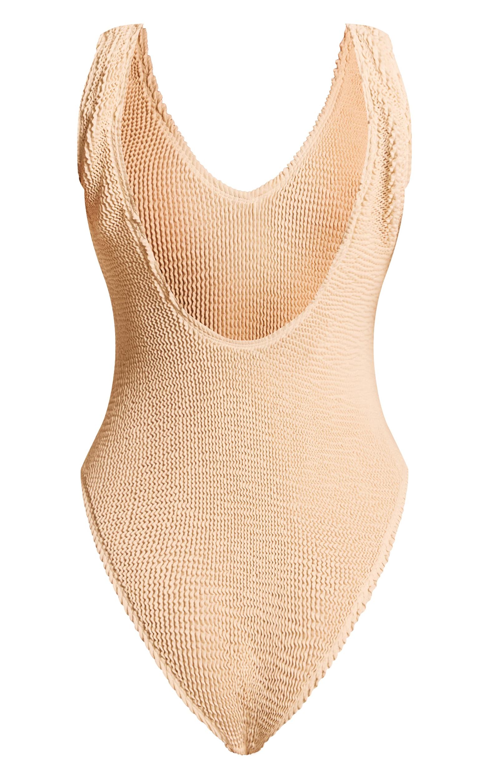 Cream Crinkle Plunge Swimsuit Product Image