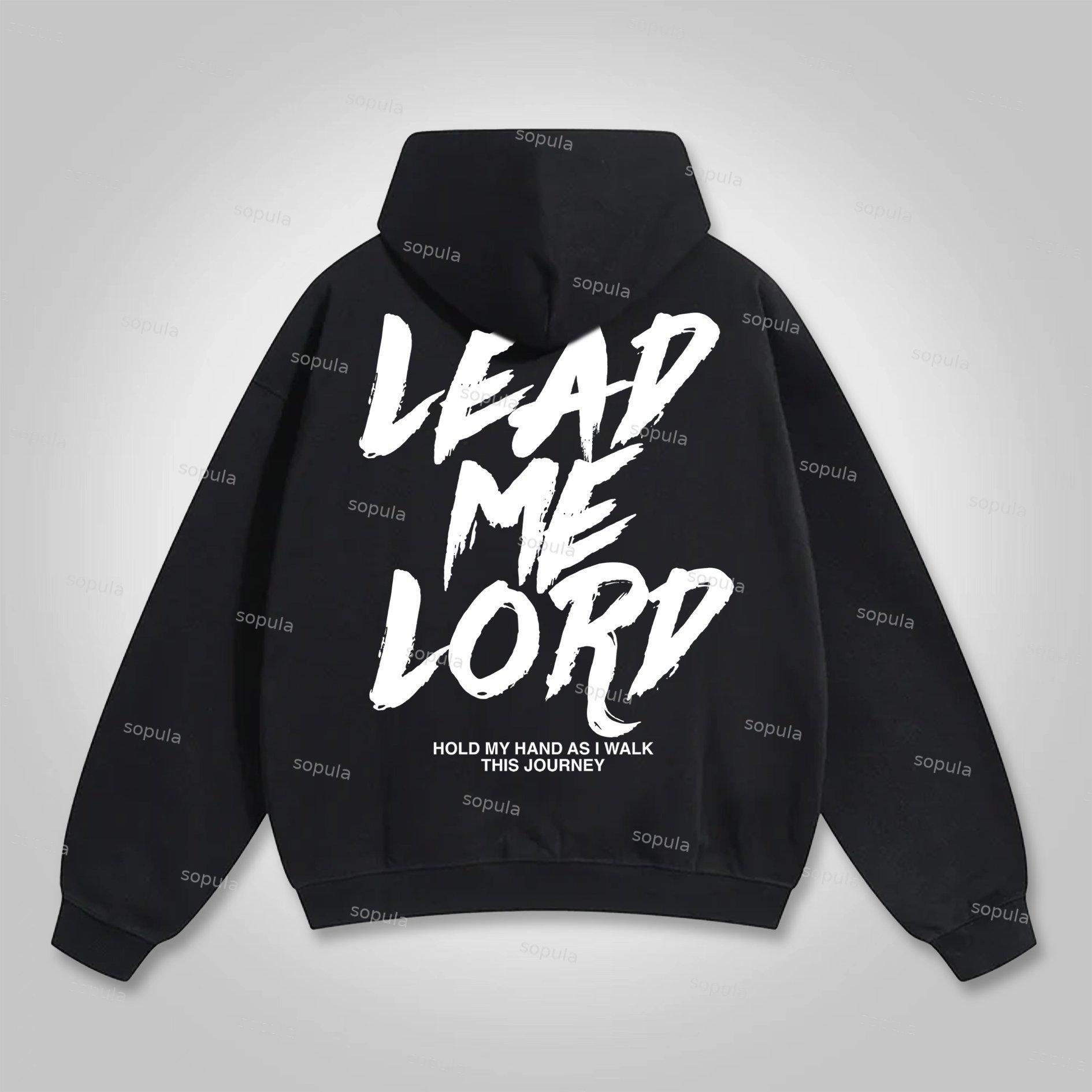 Sopula Lead Me Lord Slogan Graphics Cotton Pocket Hoodie Product Image